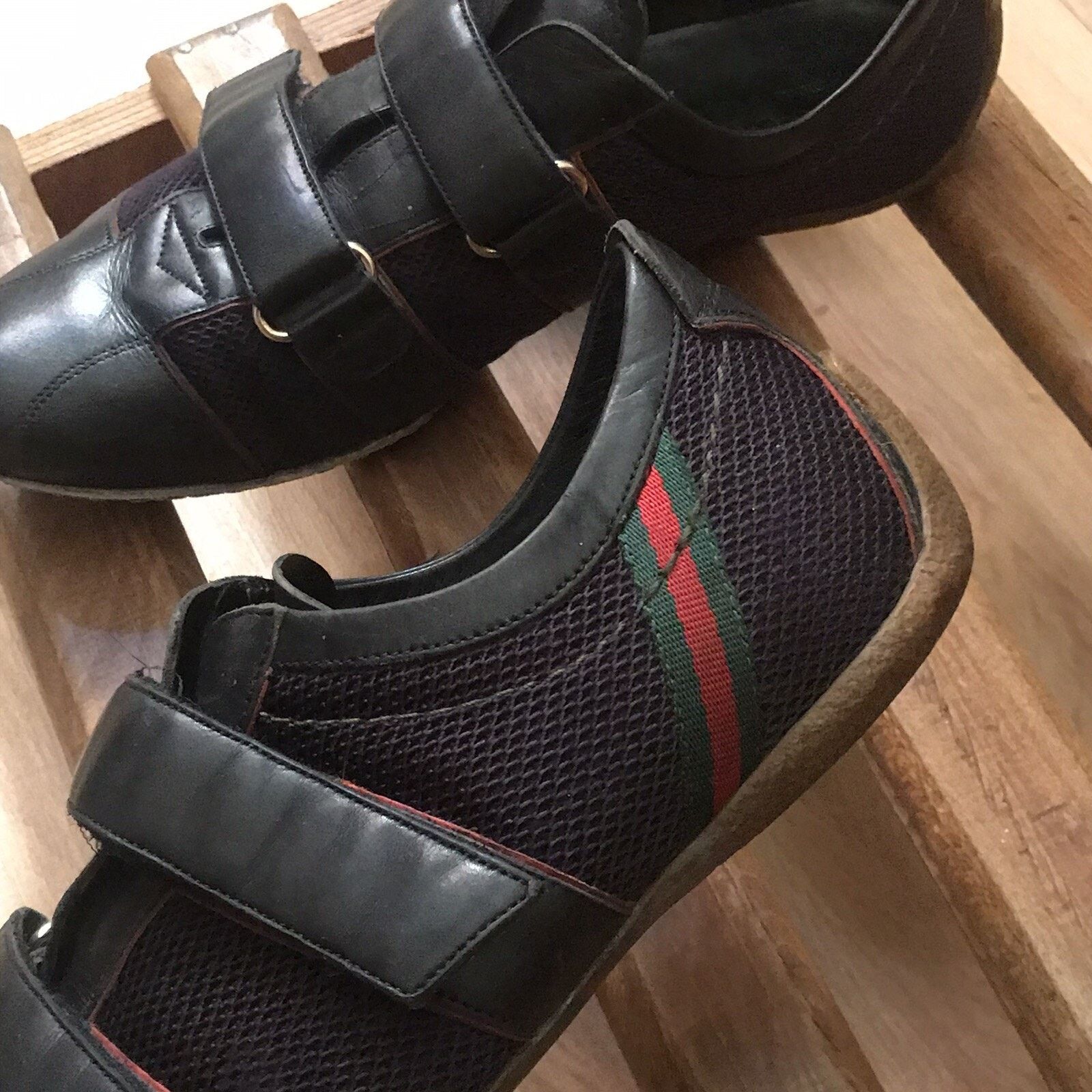 Gucci GUCCI Sneakers Black Leather Low Top CANVA Made in Italy Size US 8 / EU 41 - 3 Thumbnail
