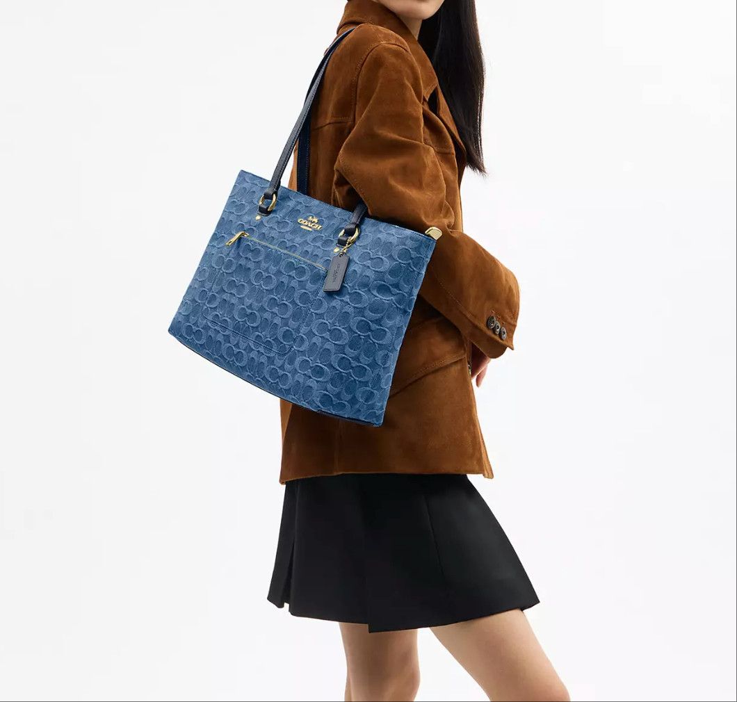 Coach Station Tote Bag In Signature Denim CDB88 Size ONE SIZE - 8 Thumbnail