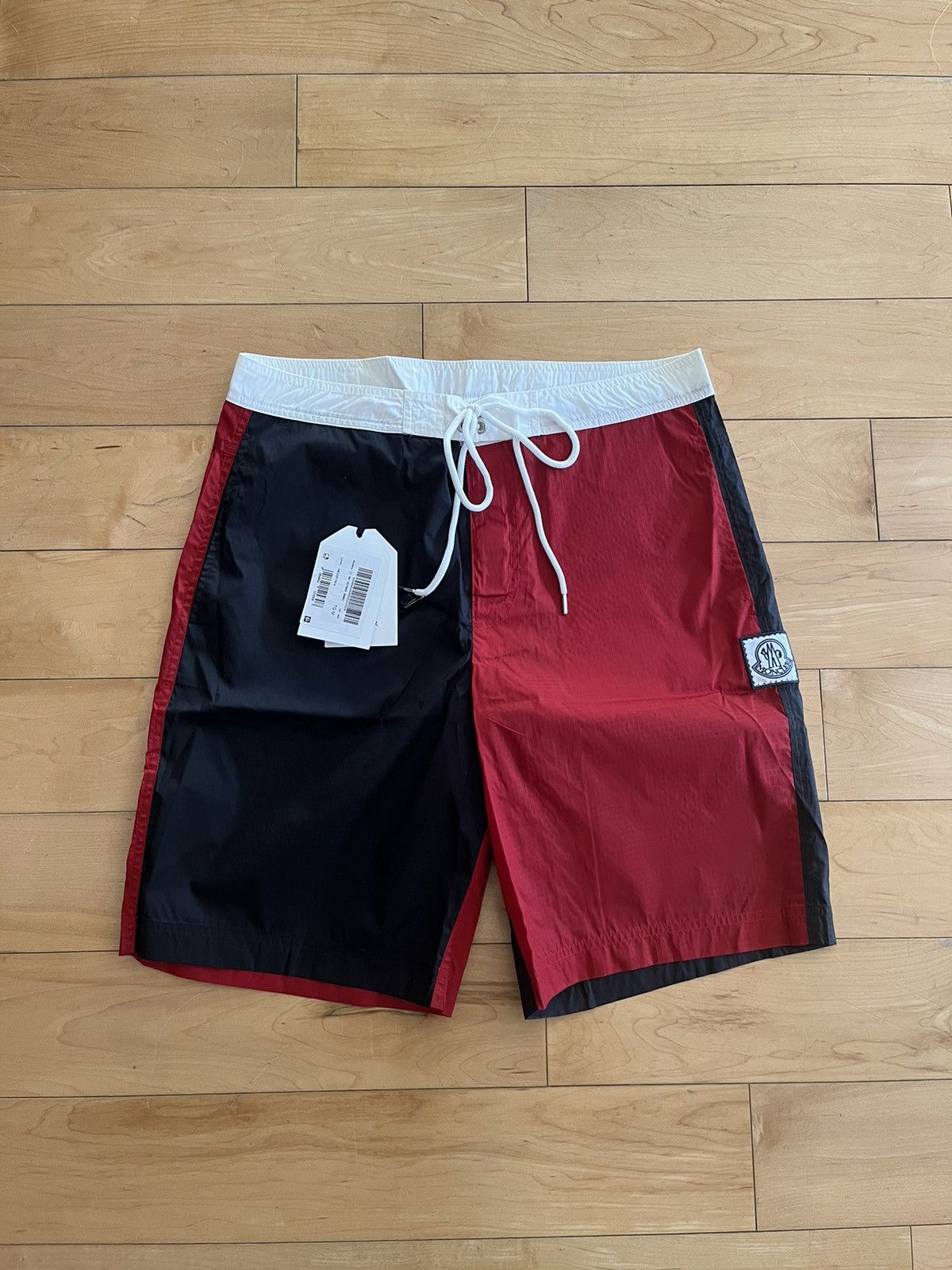 image of NWT - Moncler Gamme Bleu Tricolor Swim Short in Blue/Red/White, Men's (Size 30)
