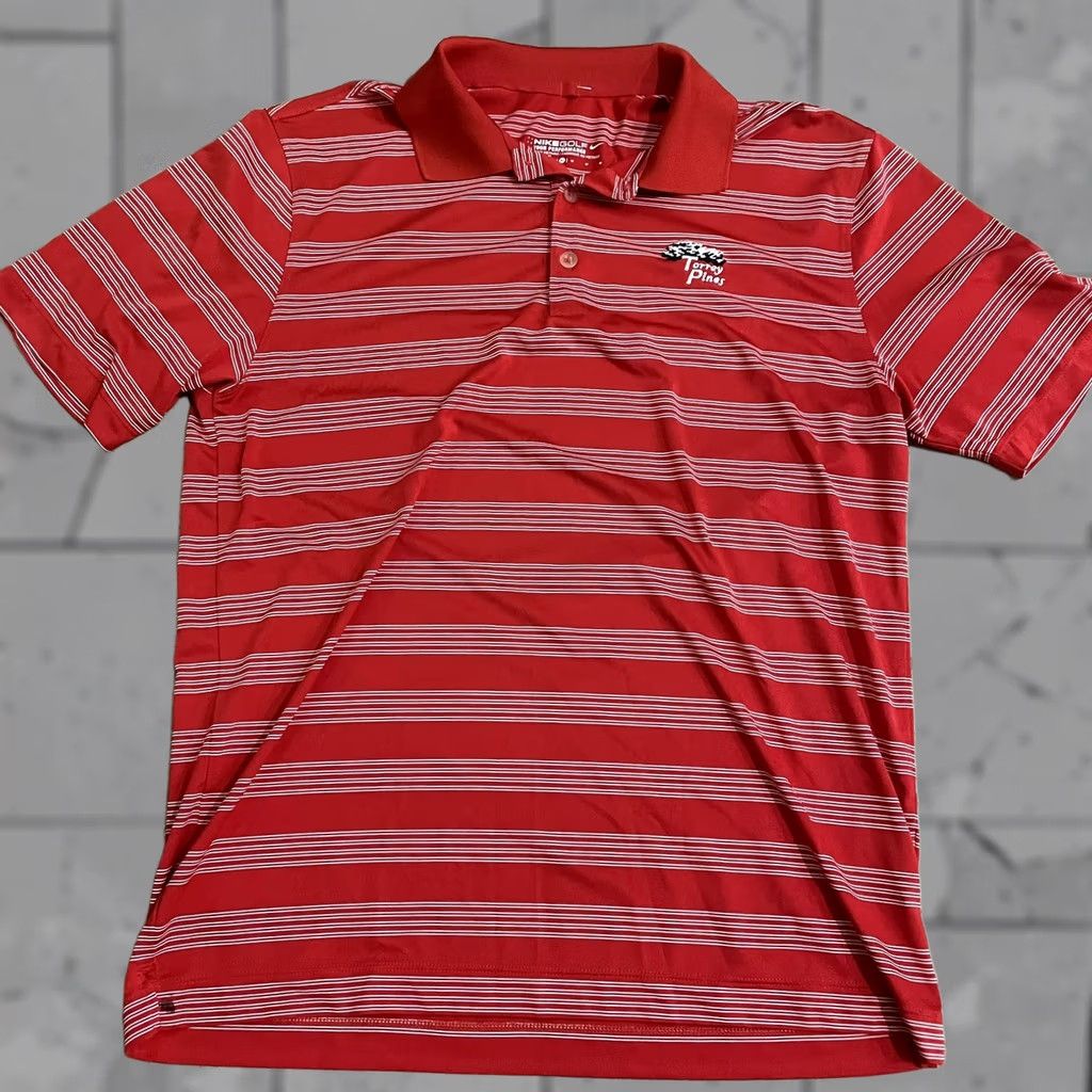 Nike NikeGolf polo shirt Striped Dri-Fit Mens M Red Size US M / EU 48-50 / 2 - 1 Thumbnail