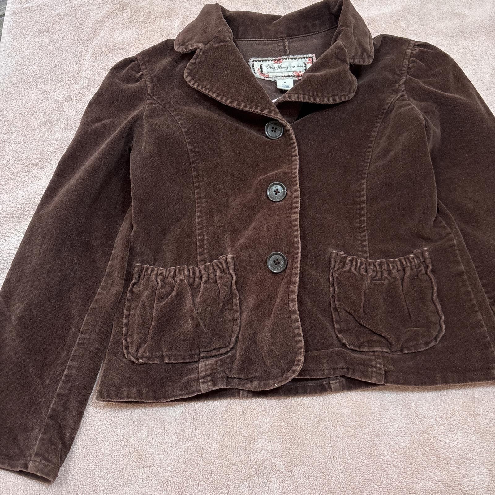 Old Navy y2k brown velvet cropped jacket Size M / US 6-8 / IT 42-44 - 2 Thumbnail