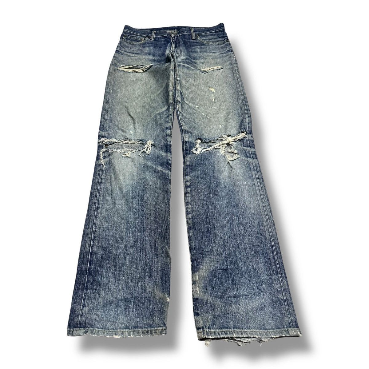 Uniqlo Vintage Uniqlo Distressed Ripped Jean Baggy Loose Faded Wash Size US 32 / EU 48 - 1 Thumbnail