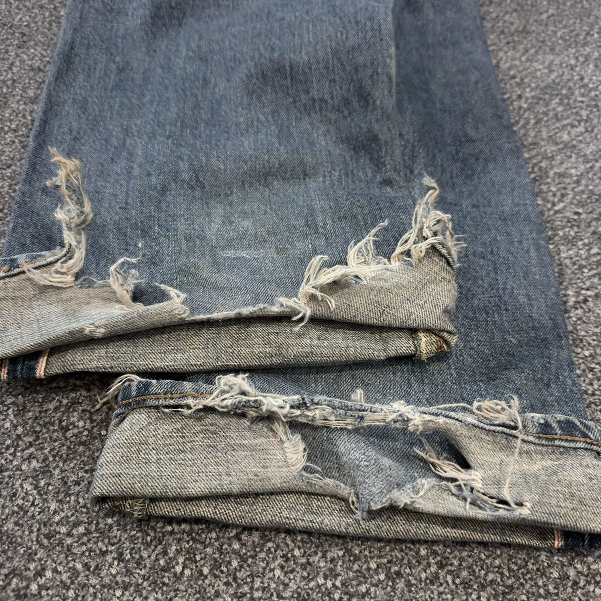 Kapital Vintage 90s Japanese Edwin 505x Destroyed Dirty Wash Denim Size US 31 - 9 Thumbnail