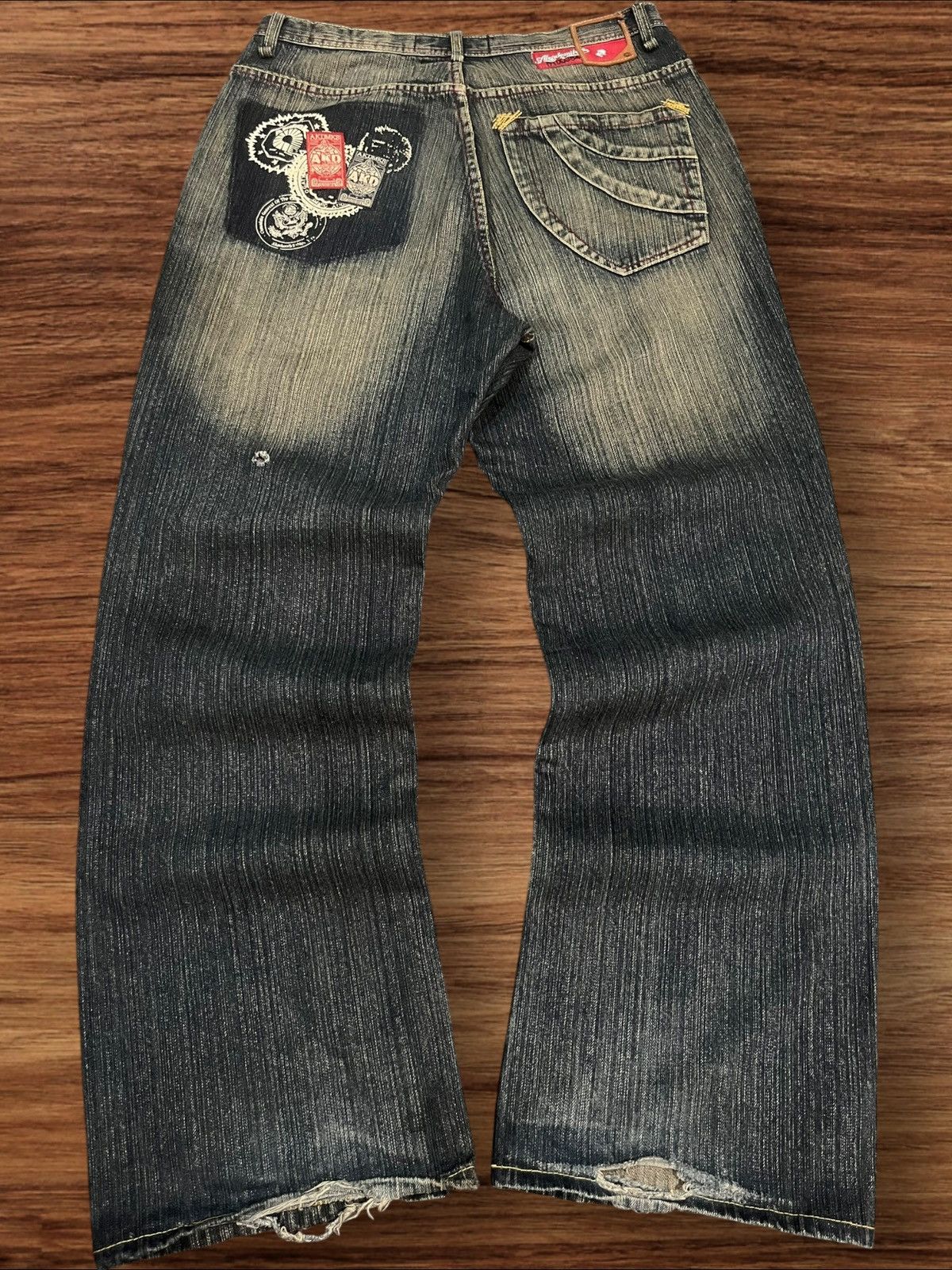 Akademiks ⚡️Baggy⚡️Akademiks Y2K Graffiti Patchwork Distress Baggy Jeans Size US 34 / EU 50 - 1 Thumbnail