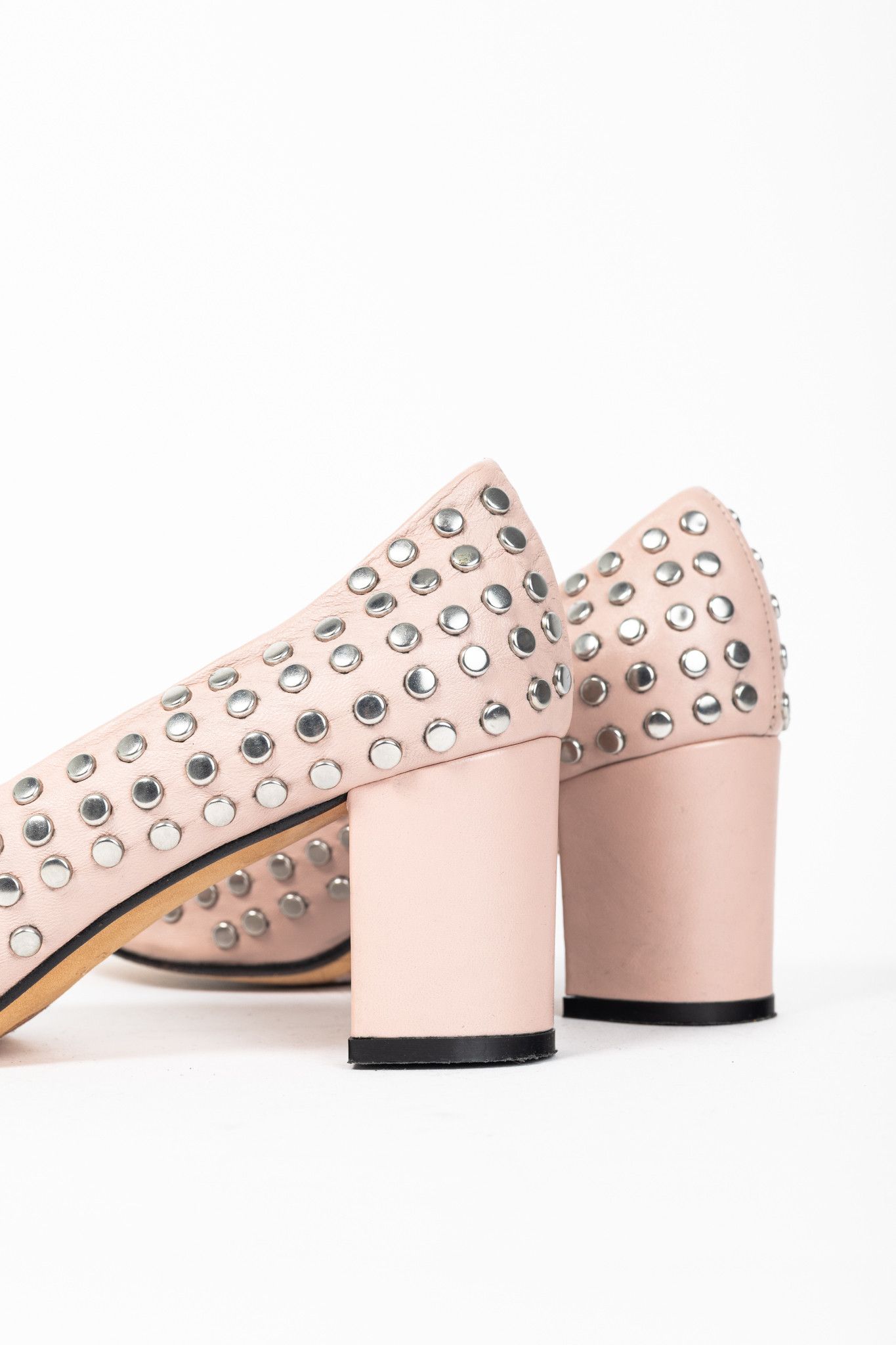 Other collection PRIVEE Pink Studded Leather Block-Heel Pumps Size US 7.5 / IT 37.5 - 7 Thumbnail