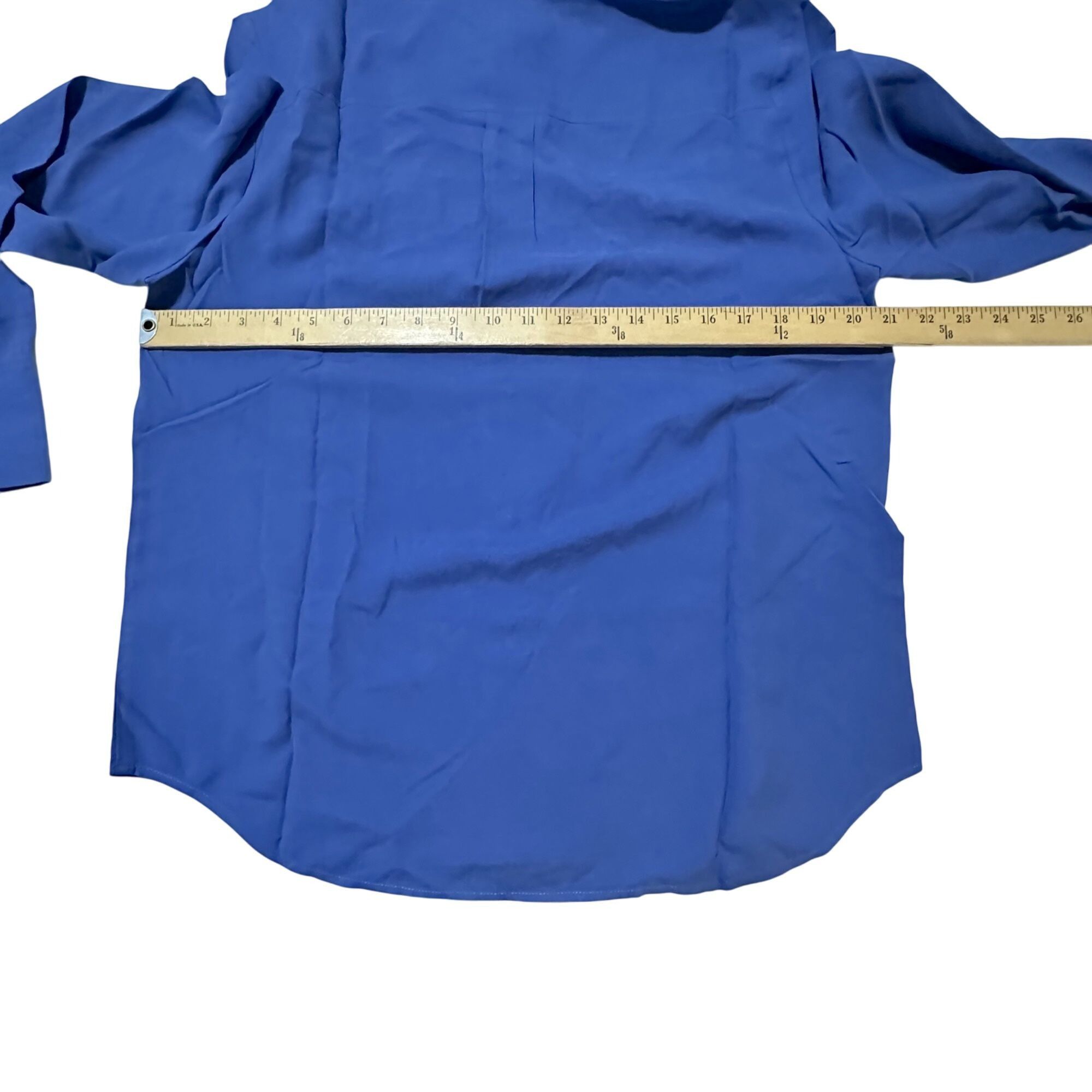 J.Crew J. Crew Blue Silk Long-Sleeve Button-Front Band Collar Shirt Size L / US 10 / IT 46 - 9 Thumbnail