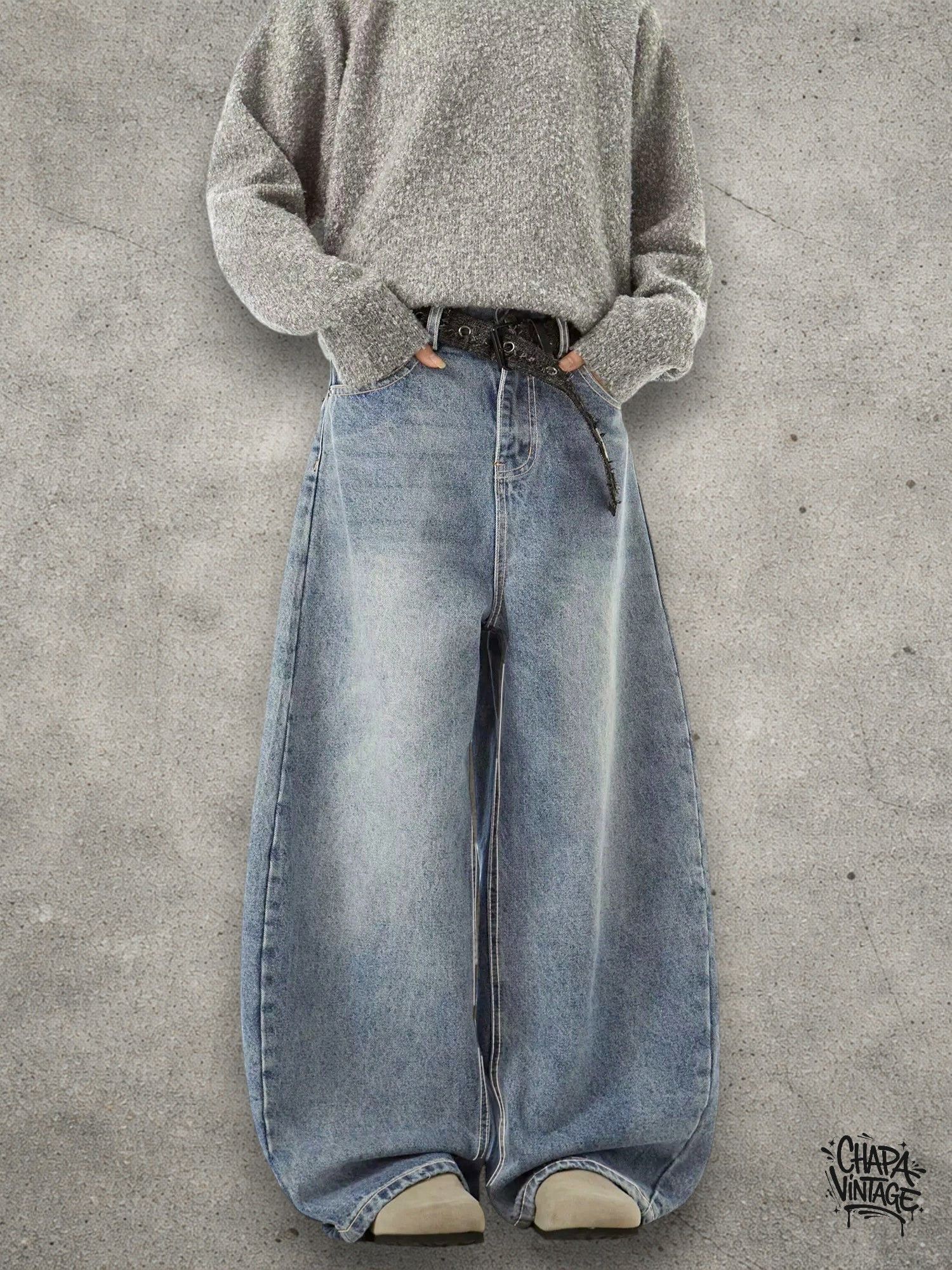 Vintage Wide leg baby blue jeans Size US 32 / EU 48 - 1 Thumbnail