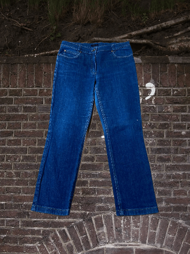 Escada × Vintage Escada Y2K Flared Boot Cut Navy Faded Blue Jeans Size 40" / US 18 - 1 Thumbnail