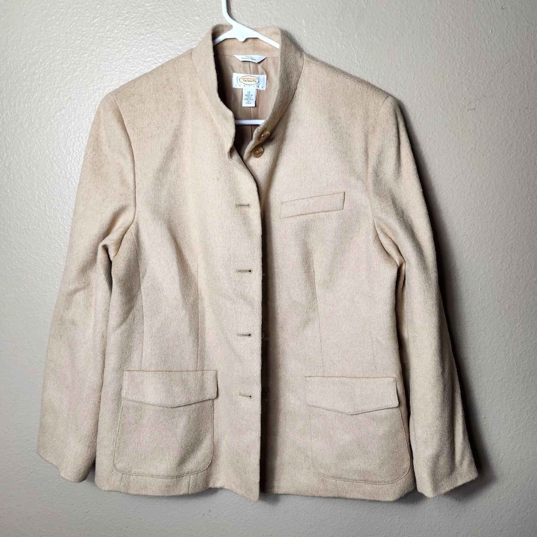 Talbots VINTAGE Talbots Petite 100% Camel Hair Tan Buttonfront Office Jacket-Size 12P Jacket Womens 90s Minimalist Beige City Teacher Classic 12P Size XL / US 12-14 / IT 48-50 - 3 Thumbnail