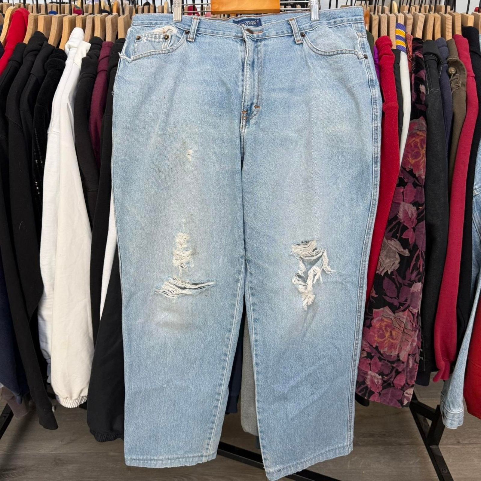 Other Vintage 90s Baggy Roy Vari Distressed Rip Jeans Size US 38 / EU 54 - 1 Thumbnail