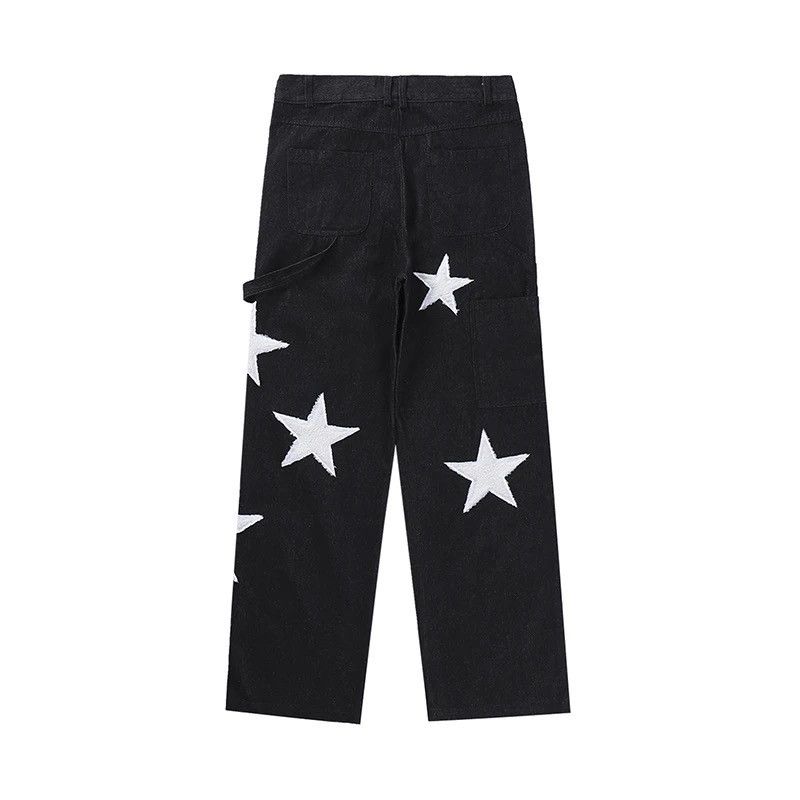 Japanese Brand Retro-style Jeans Ripped Baggy Trousers Star Harajuku style Size US 30 / EU 46 - 4 Thumbnail