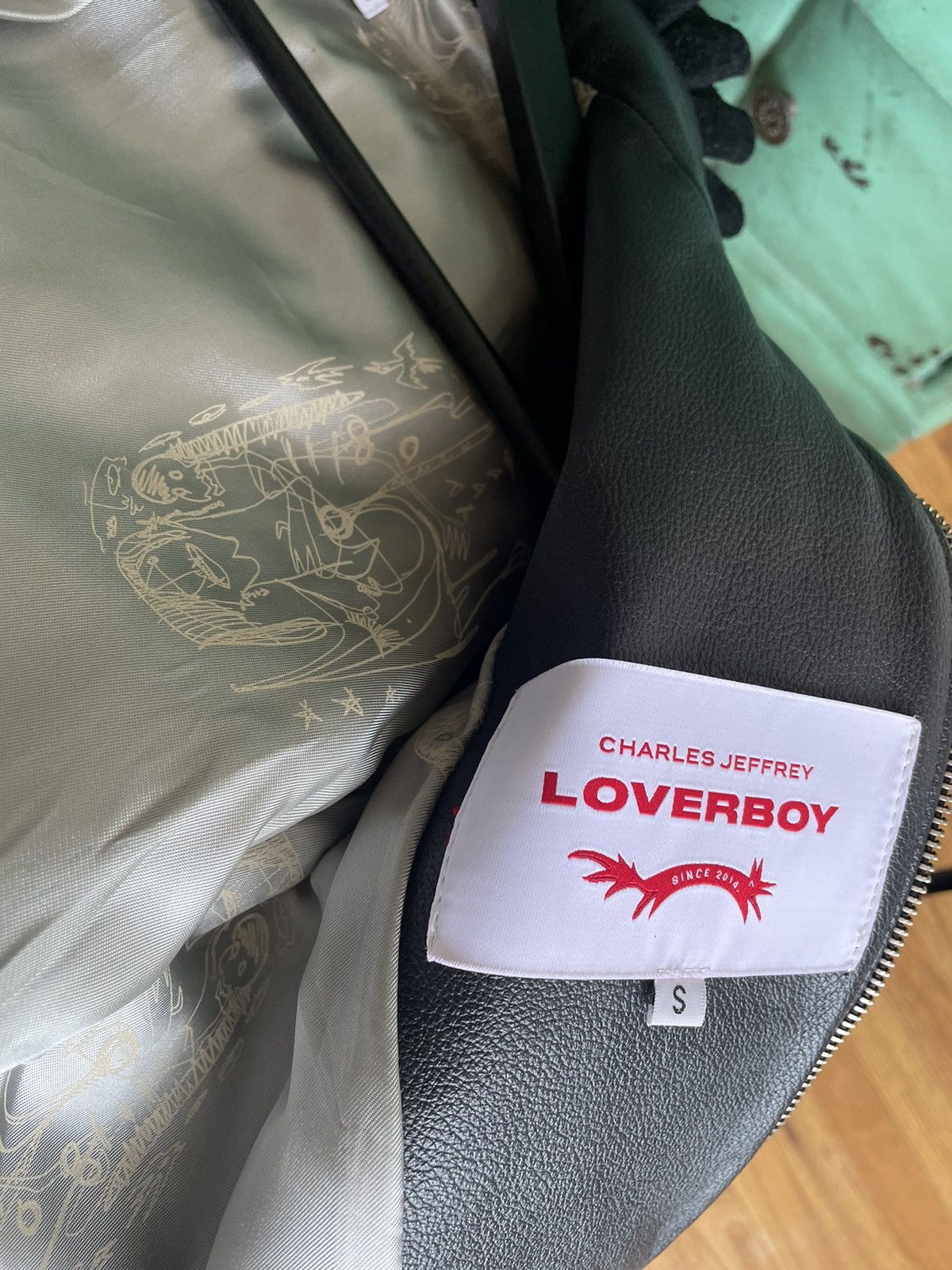 Charles Jeffrey LOVERBOY Black and White Heart Embroidered Leather Jacket Size US S / EU 44-46 / 1 - 5 Thumbnail