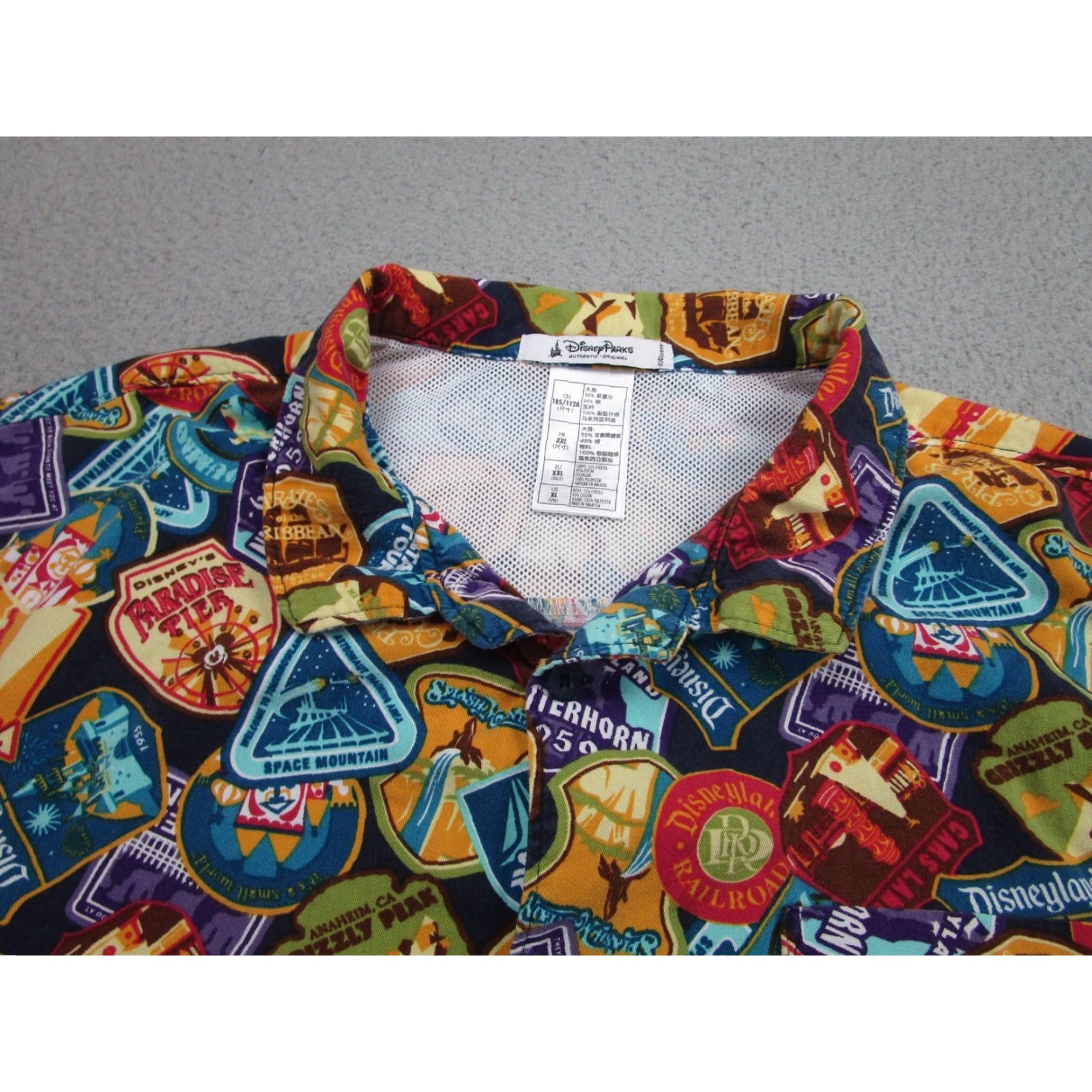Disney Disney Parks Shirt Mens XL Rides Attractions Badges All Over Camp Resort Vented Size US XL / EU 56 / 4 - 3 Thumbnail