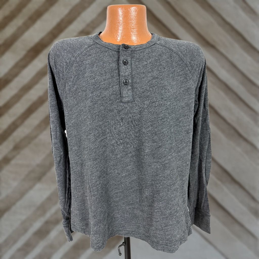 Gap Gap Henley Shirt Men Medium Minimal Heather Charcoal Cotton Outdoors Long Sleeve Size US M / EU 48-50 / 2 - 1 Thumbnail