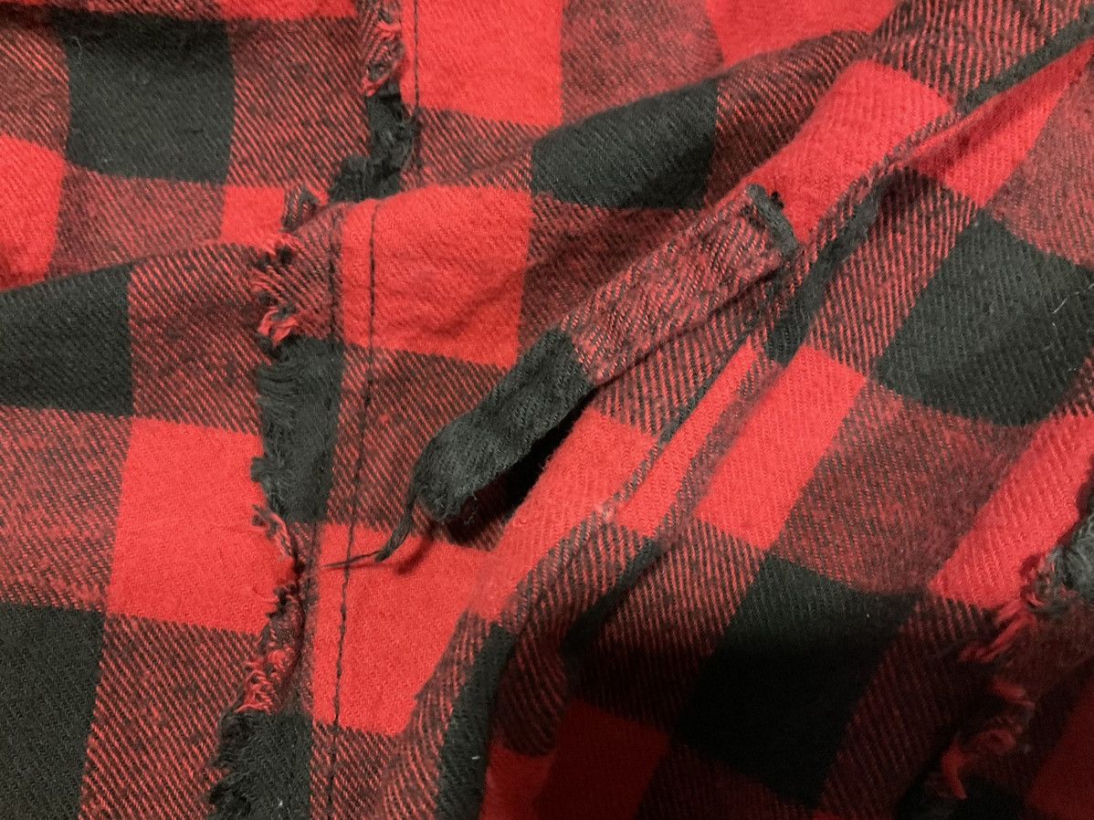 🔥Sick Y2K Edge Line Fringed Frayed Flannel Shirt