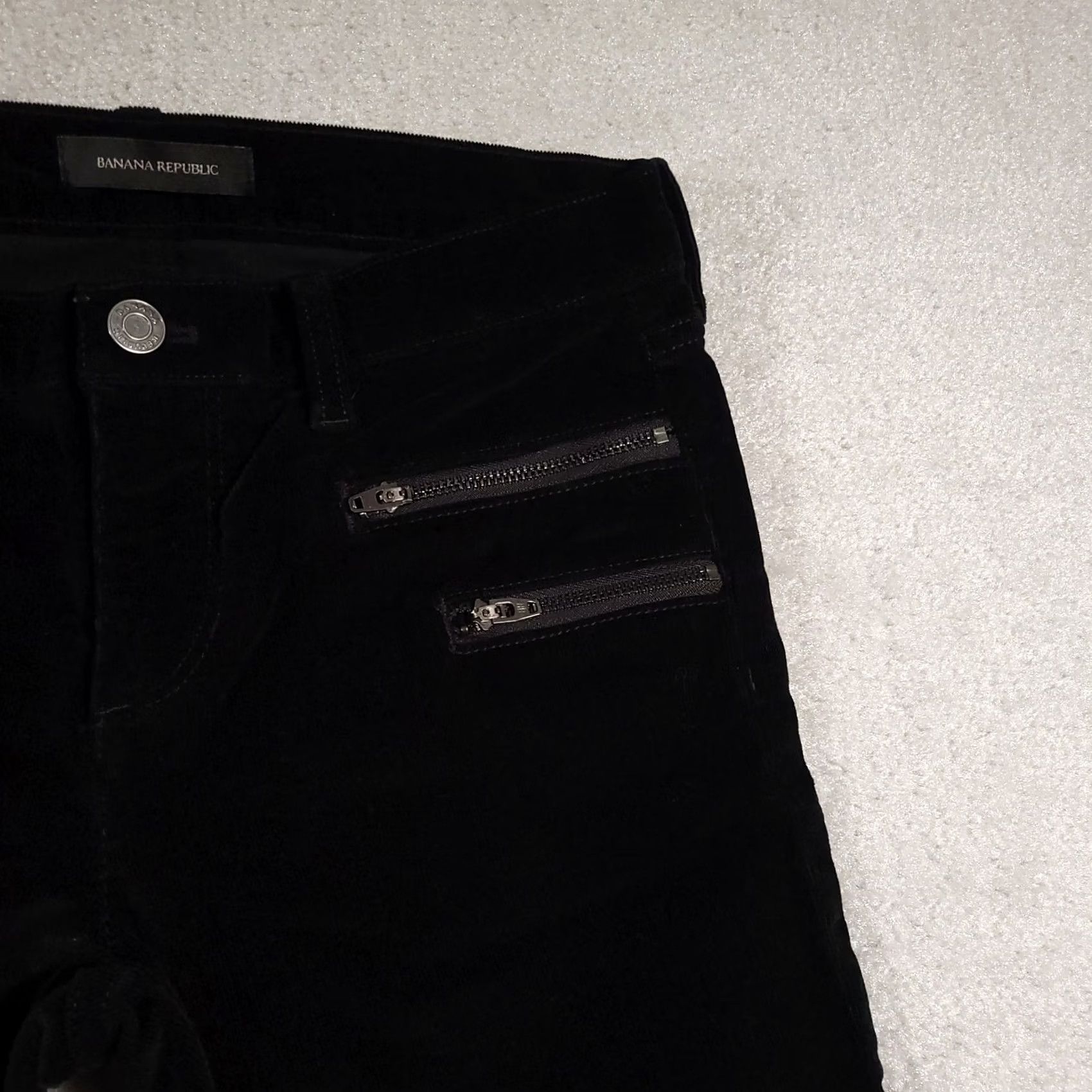 Banana Republic Banana Republic Pants Womens 26 Black Corduroy Skinny High Rise Moto Zipper Pockets Jazzed by Logo Womens Size 26" / US 2 / IT 38 - 4 Thumbnail