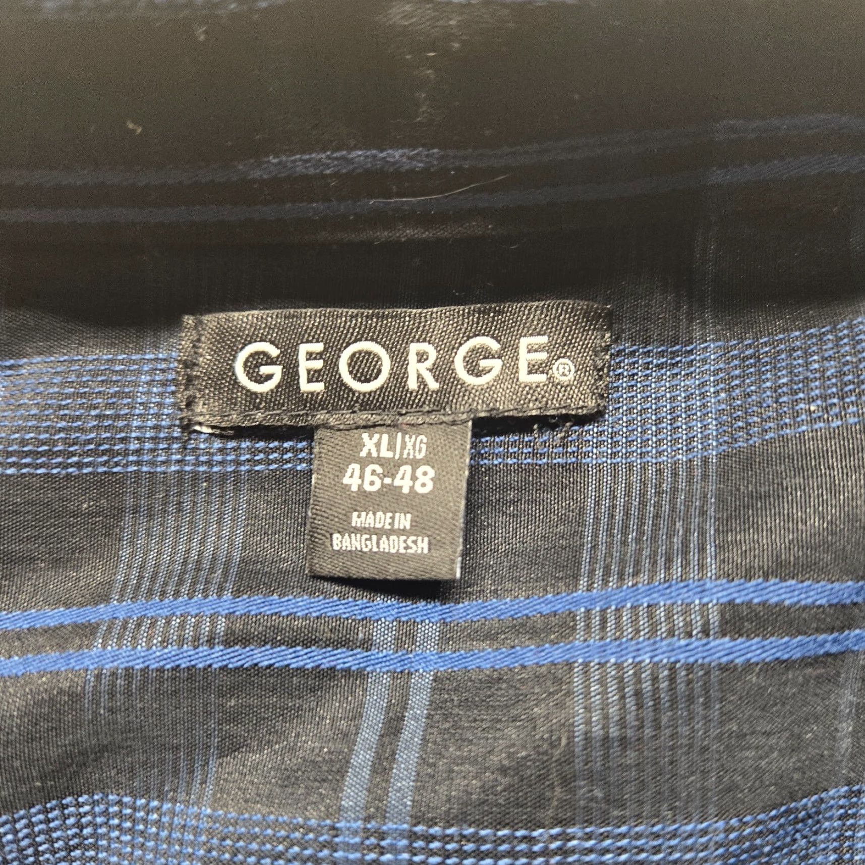 George GEORGE Shirt Adult Mens Size XL Plaid Long Sleeve Button-Up Cotton Blend Black/Blue 46-48 Modern Casual 90s? Size 46R - 3 Thumbnail