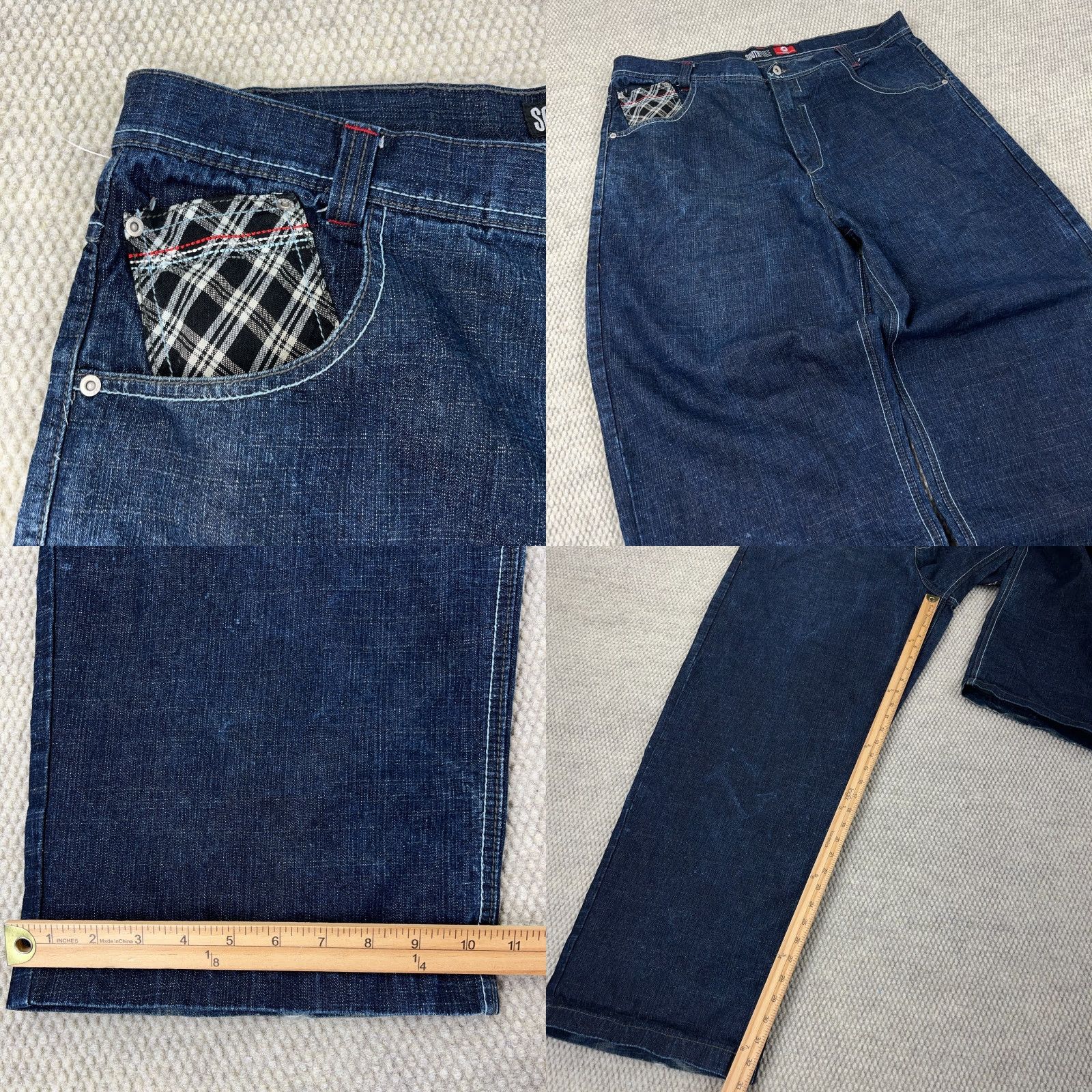 Southpole VINTAGE South Pole Jeans Men's 42x33 Baggy Wide-Leg Dark Wash 90s Hip Hop 5-Pocket Denim Blue Mens Size 42 Regular Waist Mens Size US 42 / EU 58 - 8 Thumbnail