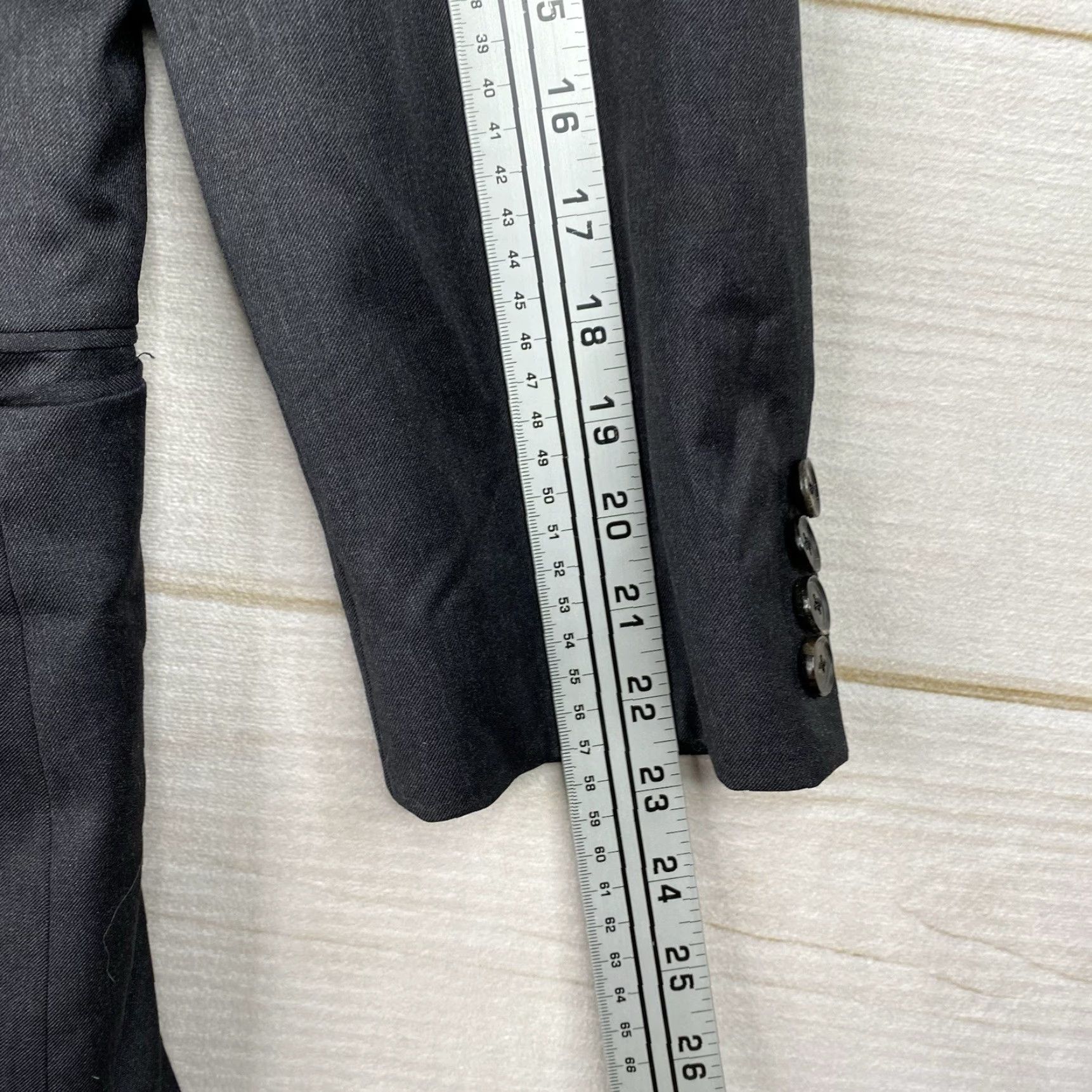 Hugo Boss HUGO BOSS Blazer Mens 38R Gray Wool Jacket Single-Breasted Notch Peak Lapel 2-Button 4-Button Sleeve Solid Vintage No Size 38R - 5 Thumbnail