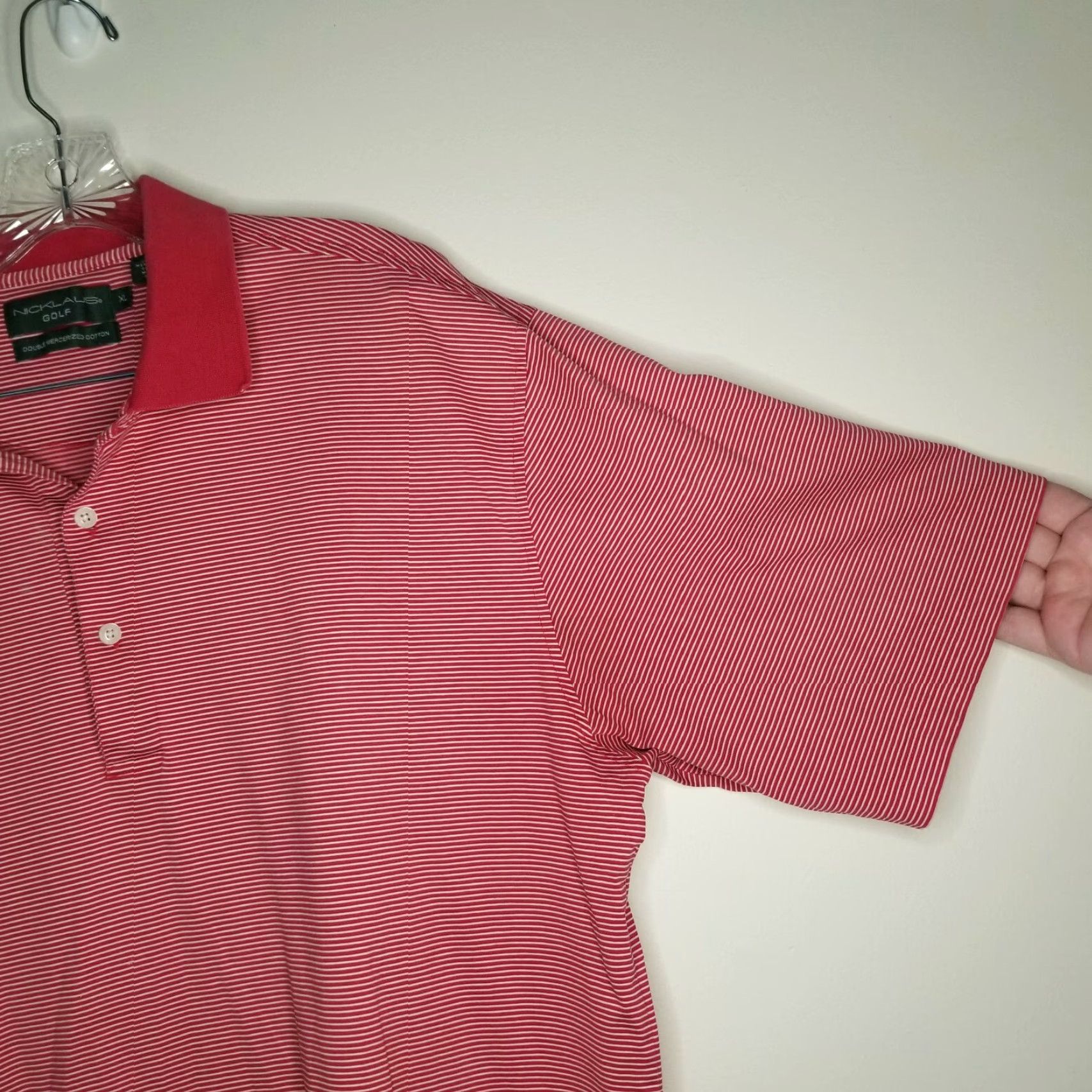 Vintage VINTAGE Nicklaus Golf Polo Shirt XL Red White Striped Mens Size XL Red White Striped Polo (Golf) Mens Size US XL / EU 56 / 4 - 3 Thumbnail
