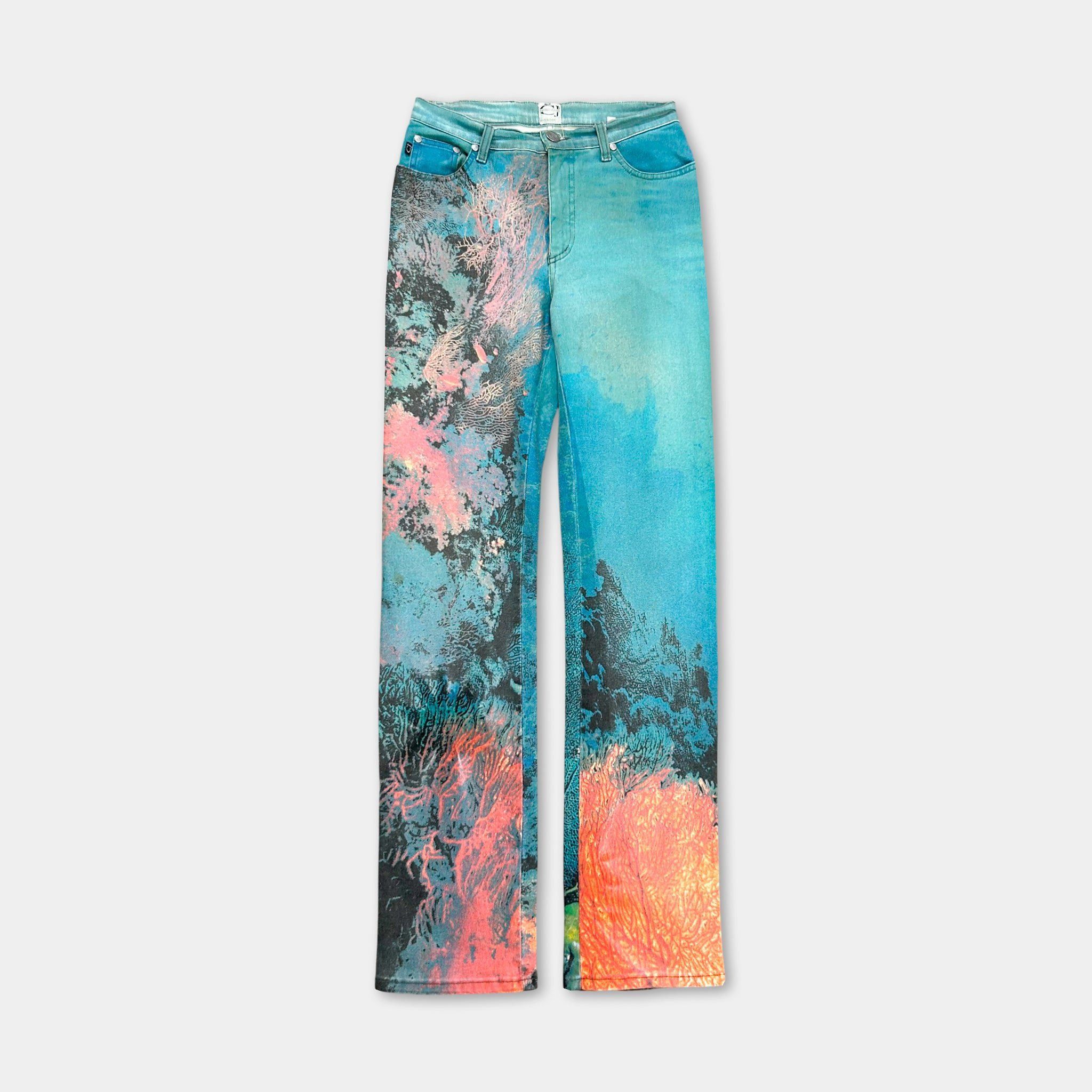 Roberto Cavalli Cavalli 1998 Coral Reef Turquoise Jeans Size 26" / US 2 / IT 38 - 1 Thumbnail