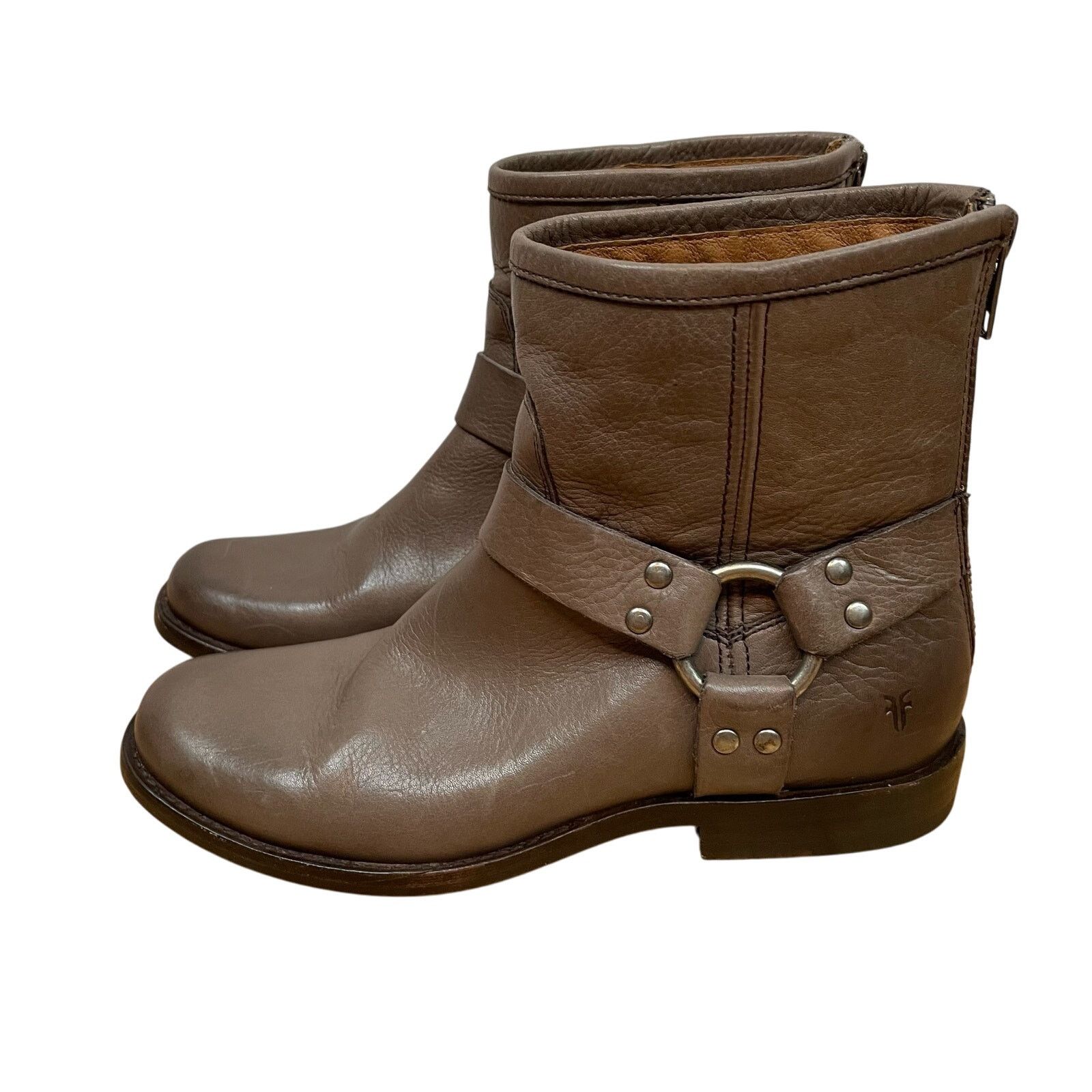 Frye Frye Harness Boots 6B Gray Moto Leather Round Toe Zip Women Size US 6 / IT 36 - 1 Thumbnail