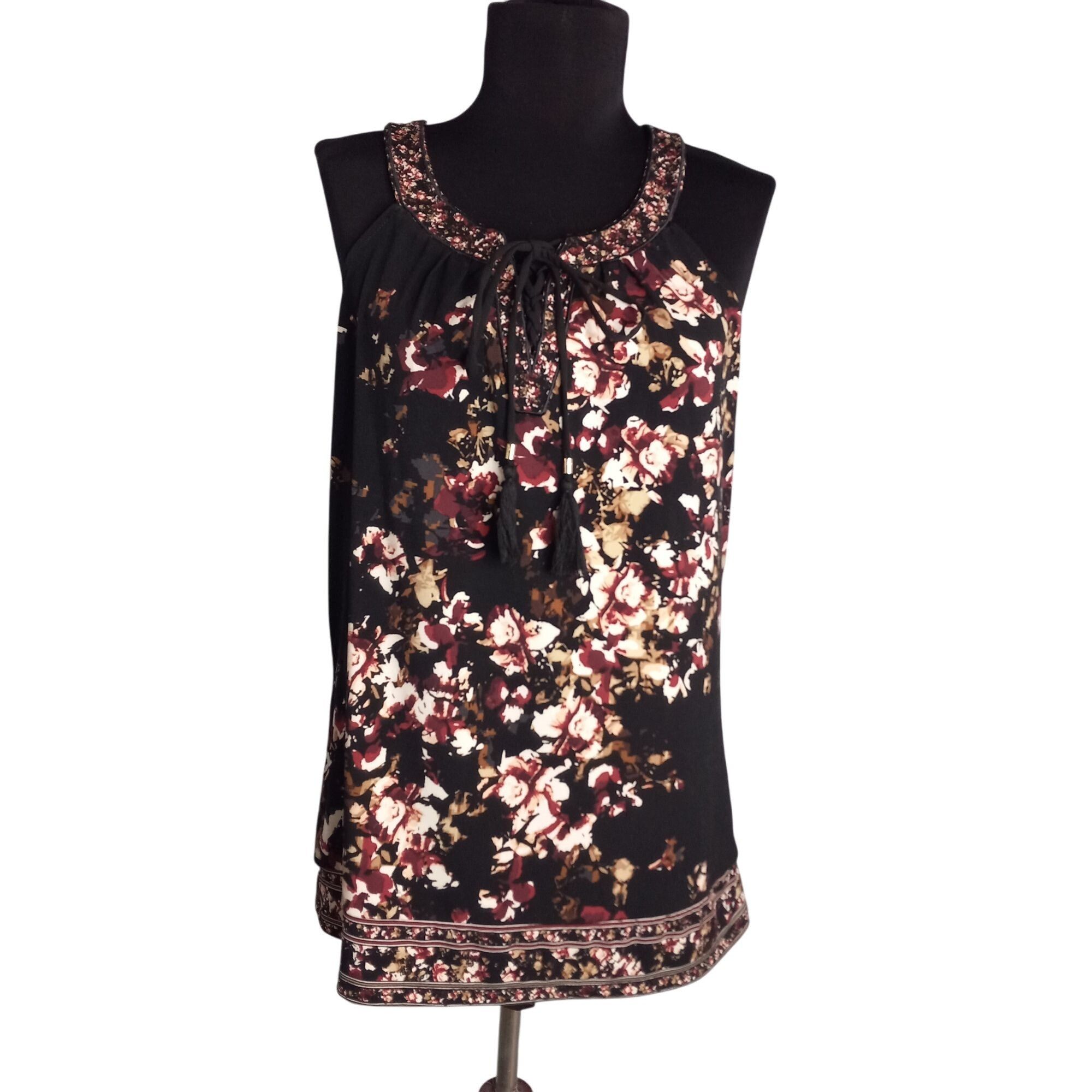 White House Black Market White House Black Market Sleeveless Floral Print Blouse Tie Size S / US 4 / IT 40 - 1 Thumbnail