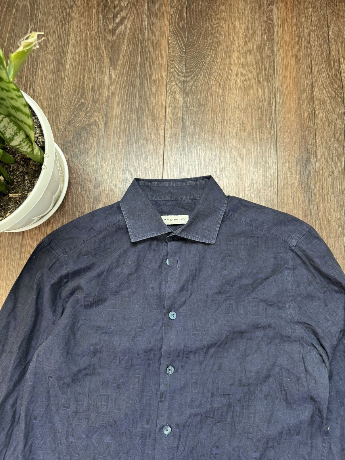 Etro Etro men's 39 classic navy blue long sleeve button up shirt Size US M / EU 48-50 / 2 - 5 Thumbnail