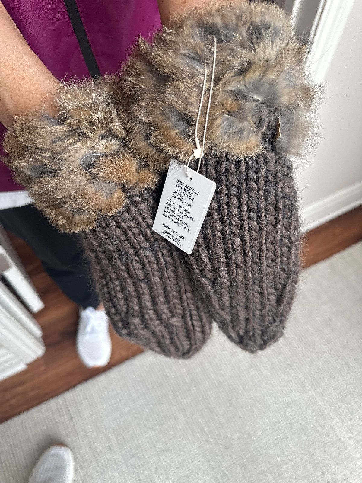 Kapital Kapital wool rabbit fur mittens Size ONE SIZE - 1 Thumbnail