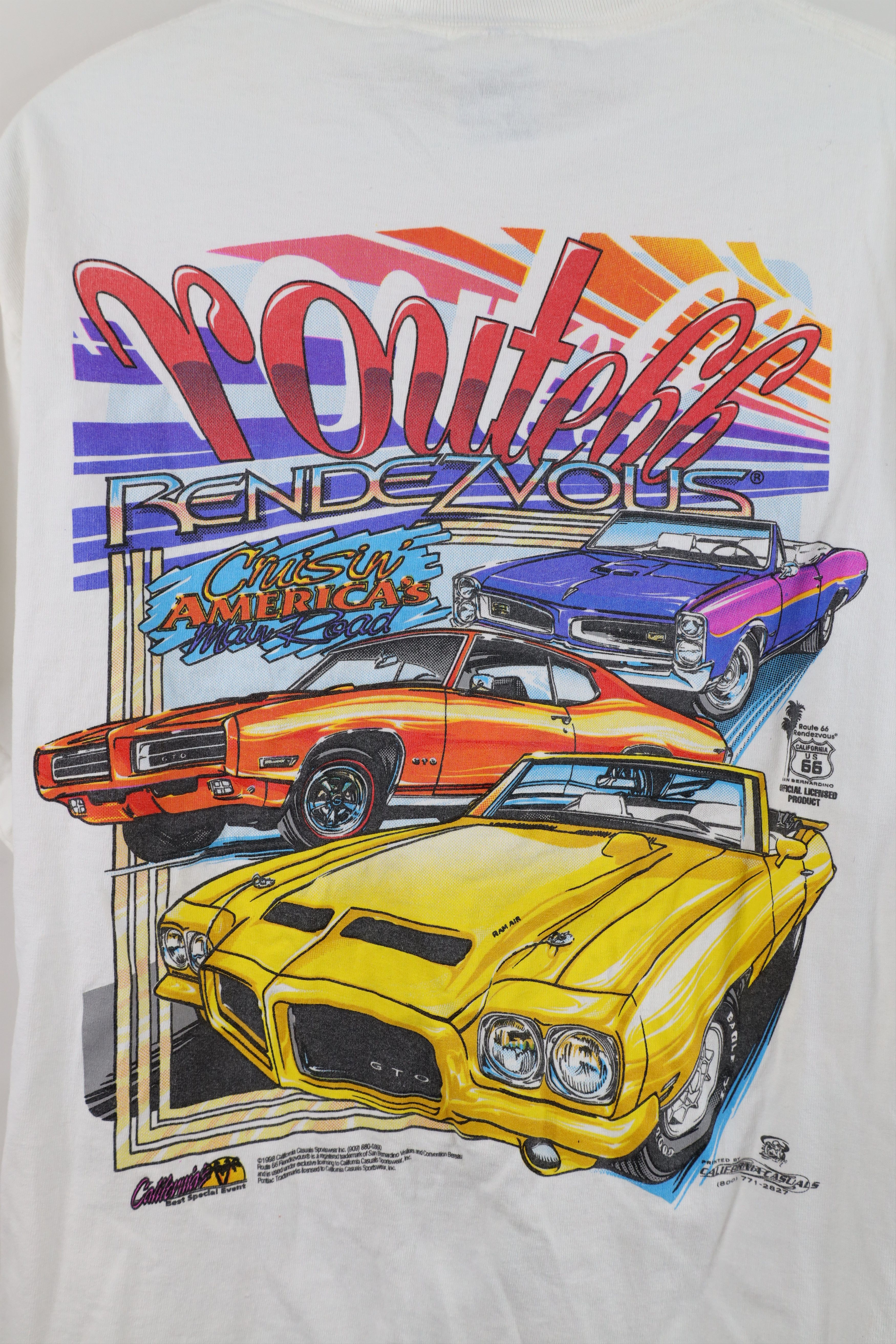 Vintage Vintage 90s Route 66 Rendezvous Muscle Car Racing T-Shirt Size US M / EU 48-50 / 2 - 12 Thumbnail