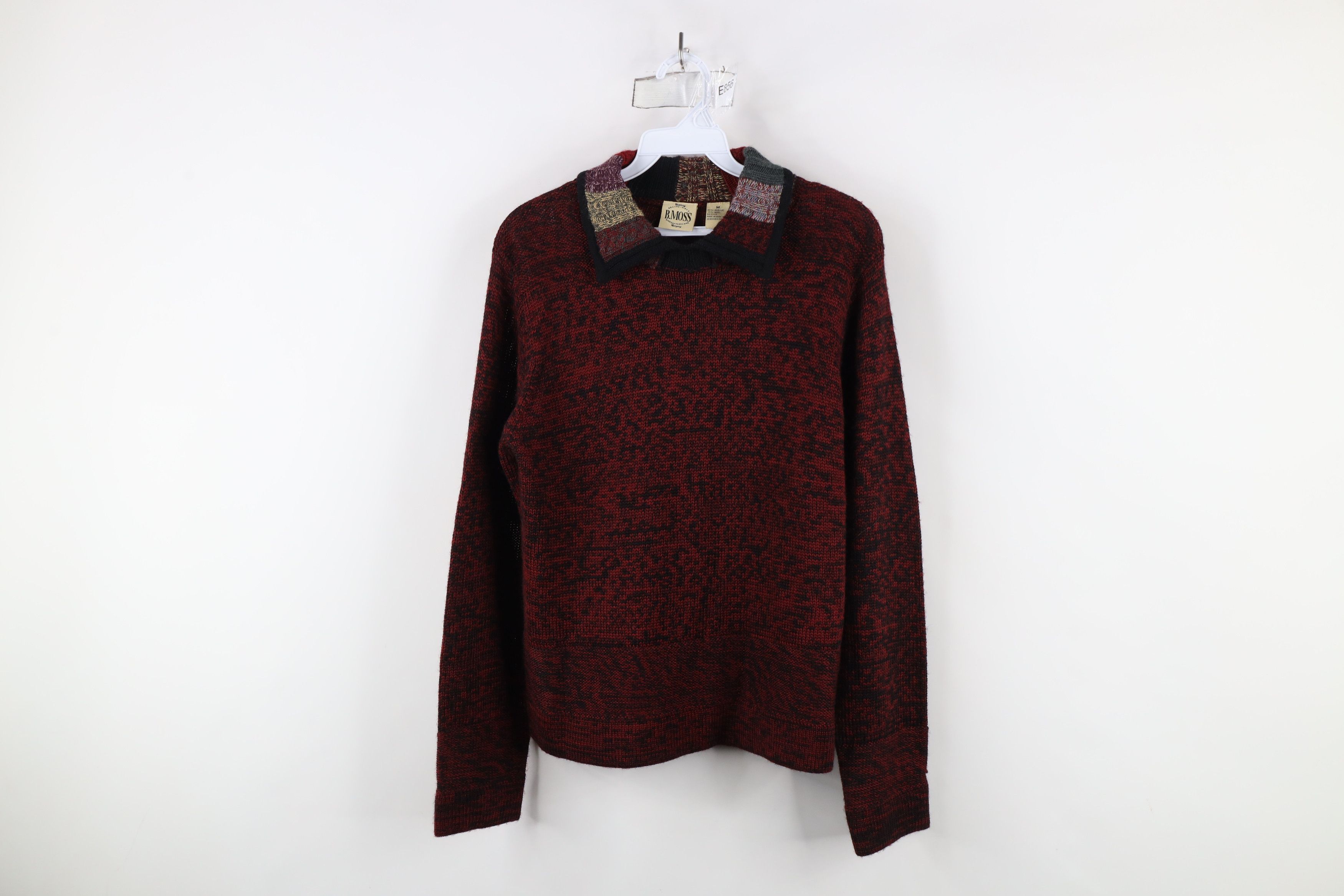 Vintage Vintage 90s Streetwear Wool Blend Knit Collared Sweater Red Size M / US 6-8 / IT 42-44 - 1 Thumbnail