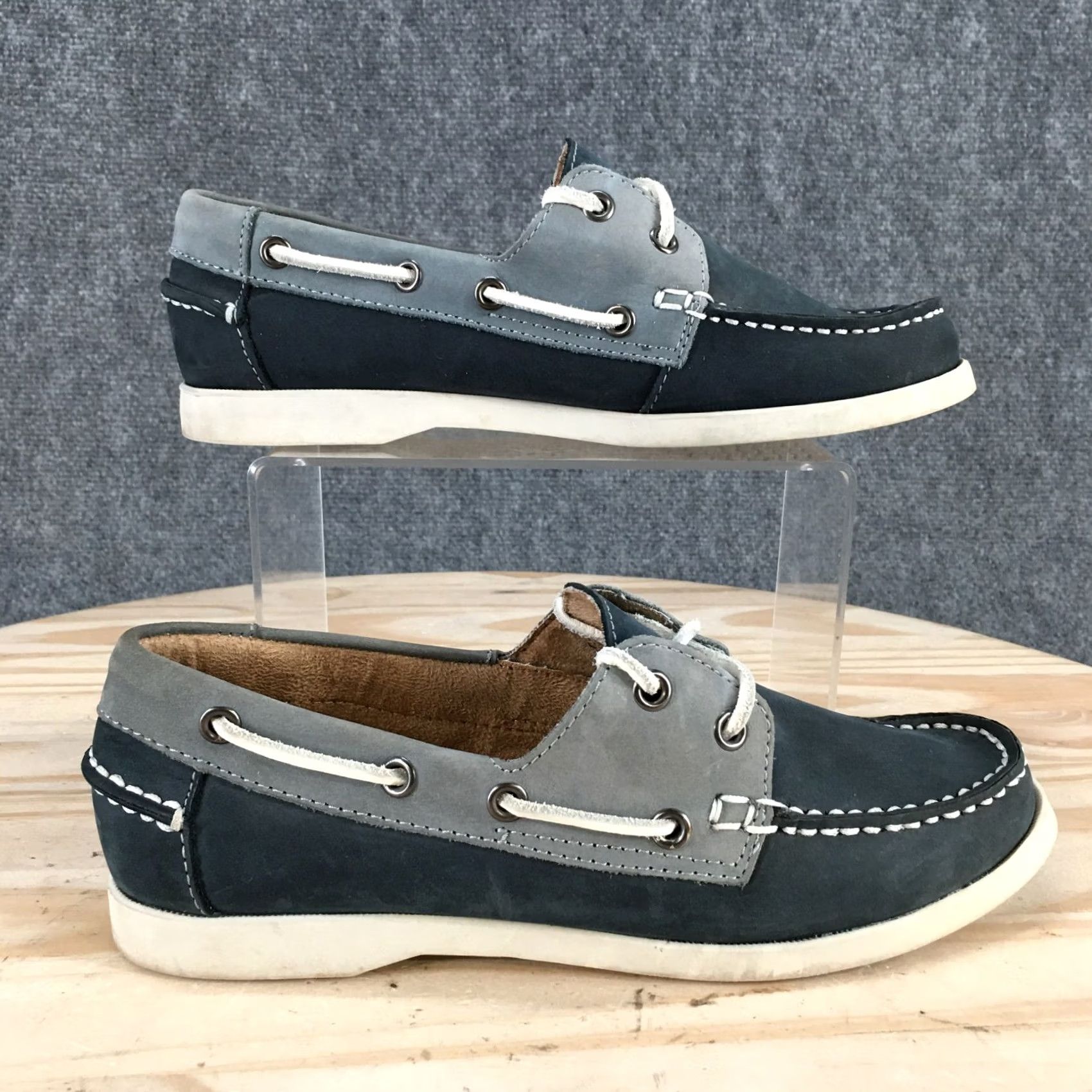 Vintage White Mountain Shoes Womens 7.5M Boat Blue Leather Lace Up Low Top Casual Flats Shoes Size M / US 6-8 / IT 42-44 - 2 Thumbnail