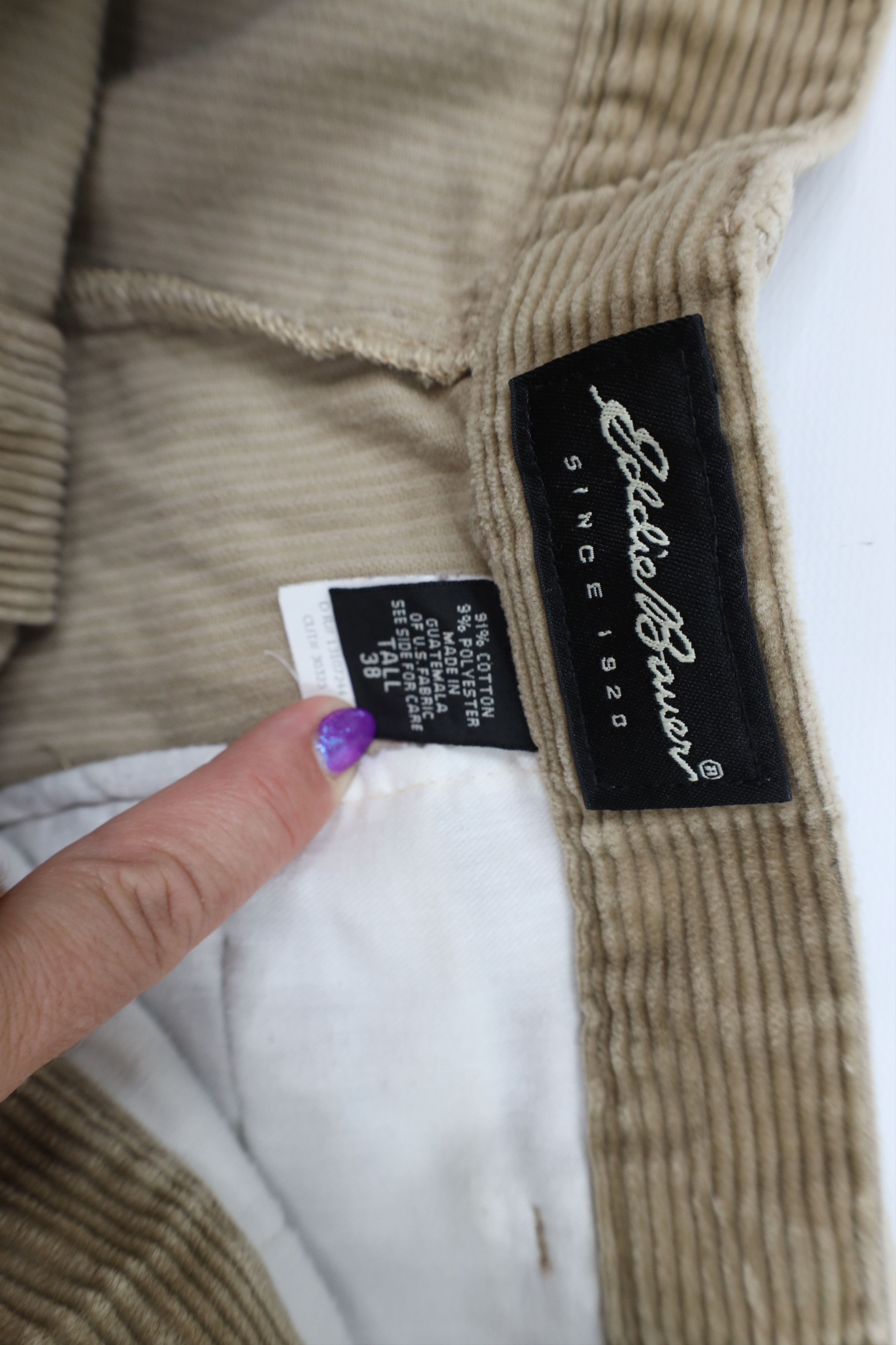 Eddie Bauer Vintage 90s Eddie Bauer Wide Leg Corduroy Chino Pants Beige Size US 38 / EU 54 - 8 Thumbnail