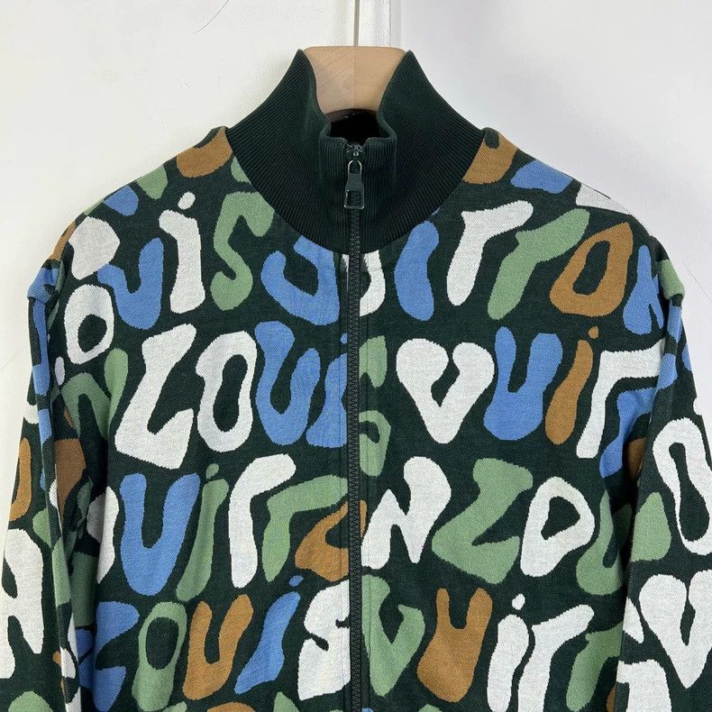 Louis Vuitton Graffiti camouflage logo printed knit basebal
