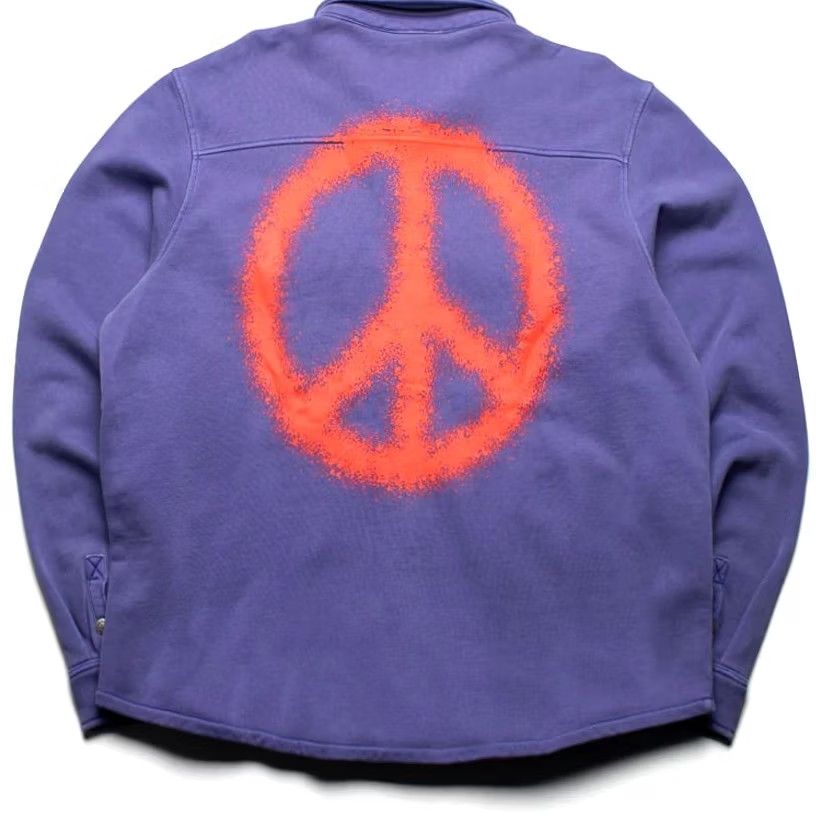 Vintage Supervsn Peace Over Shirt Mens M Heavyweight Shacket Purple Knit Terry Cardigan Button-Up Long Sleeve Size US M / EU 48-50 / 2 - 2 Thumbnail