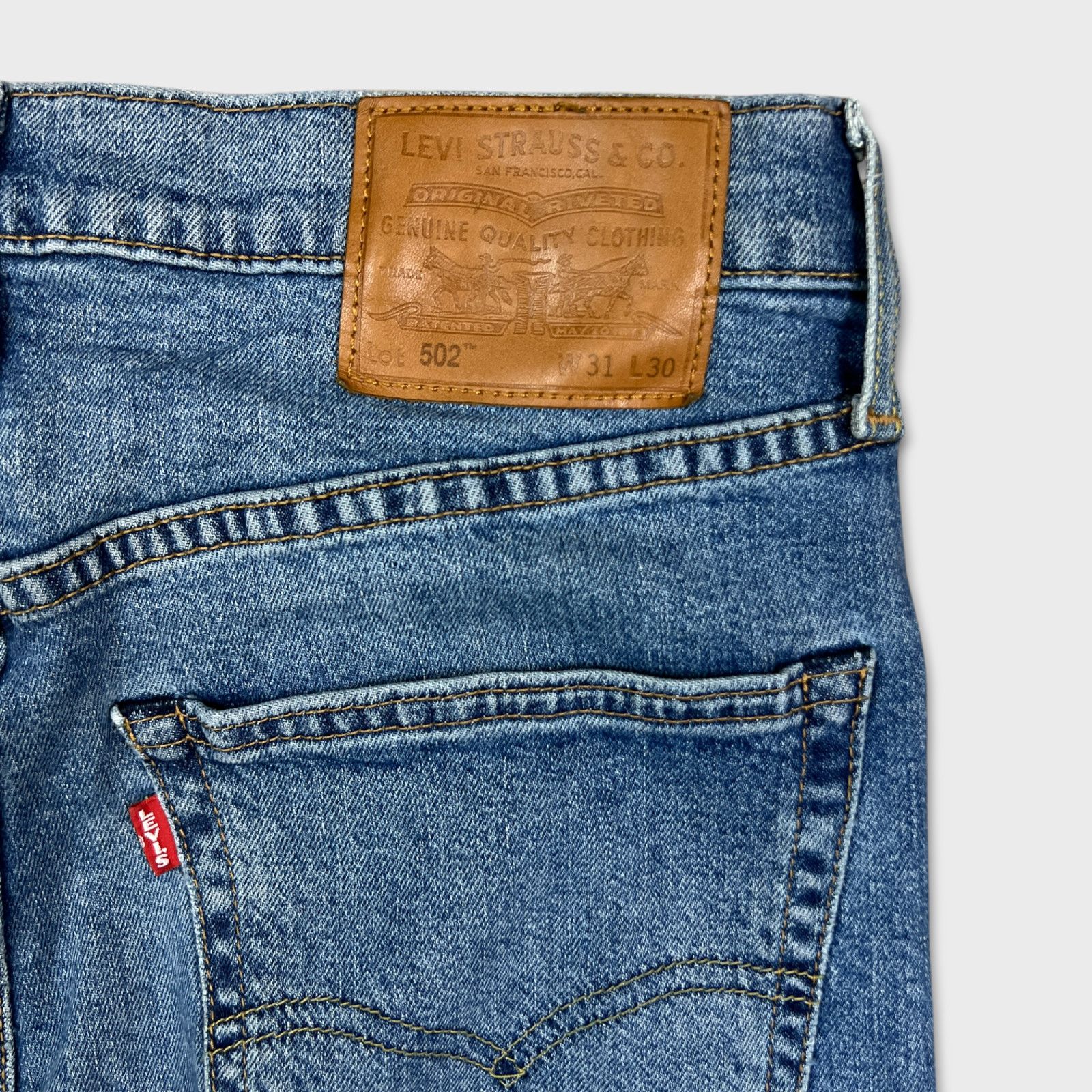 Levi's × Vintage Levi's 502 Jeans 31x30 Regular Taper Fit Premium Denim Pants Size US 31 - 7 Thumbnail