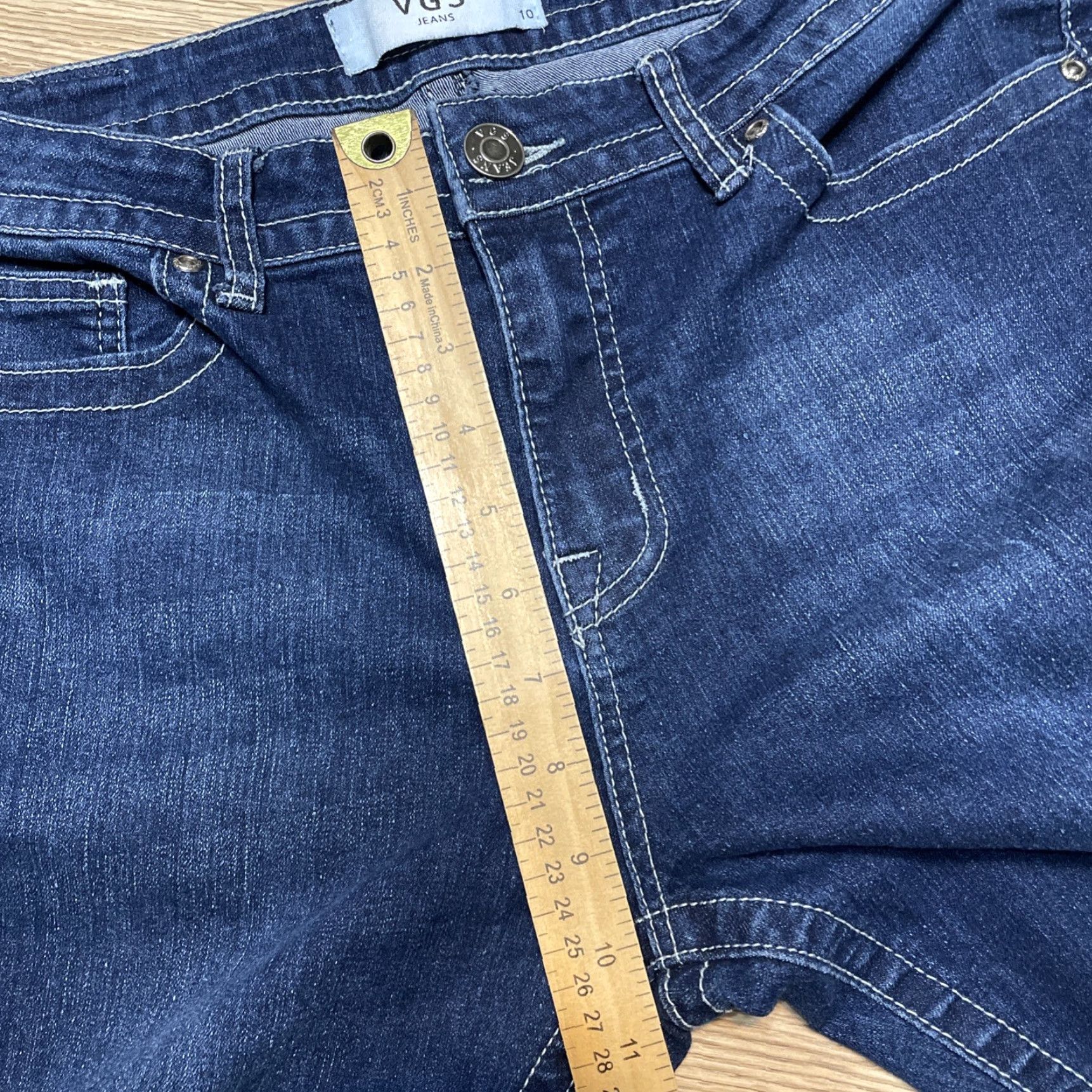 Denime VGS Women's Jeans Size 10 Slim Bootcut Denim Embroidered Mid Rise Stretch Blue Size 32" / US 10 / IT 46 - 6 Thumbnail