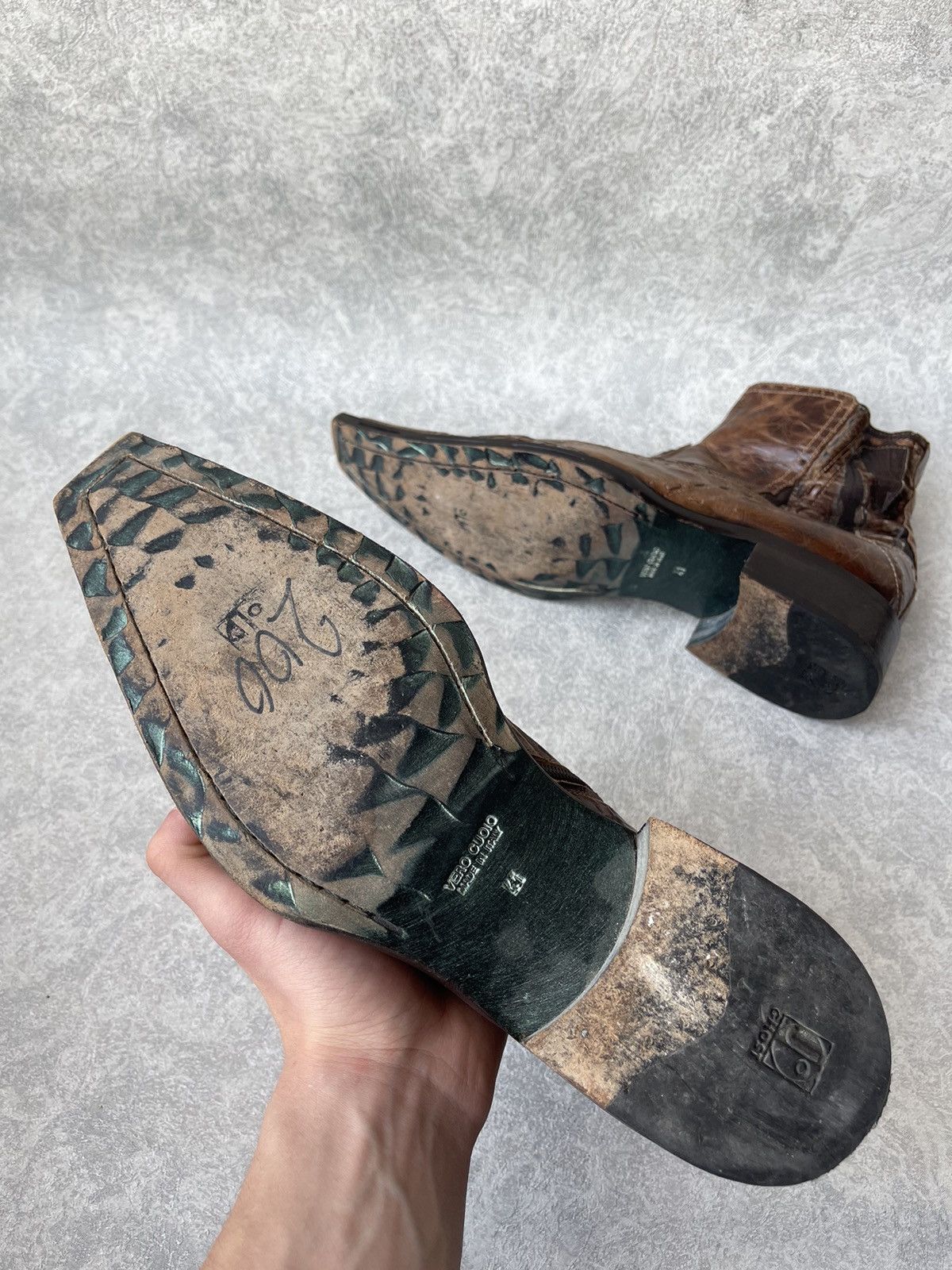 Jo Ghost GHOST Italy Distressed Leather Square Toe Boots Archive Y2K Size US 8 / EU 41 - 24 Thumbnail