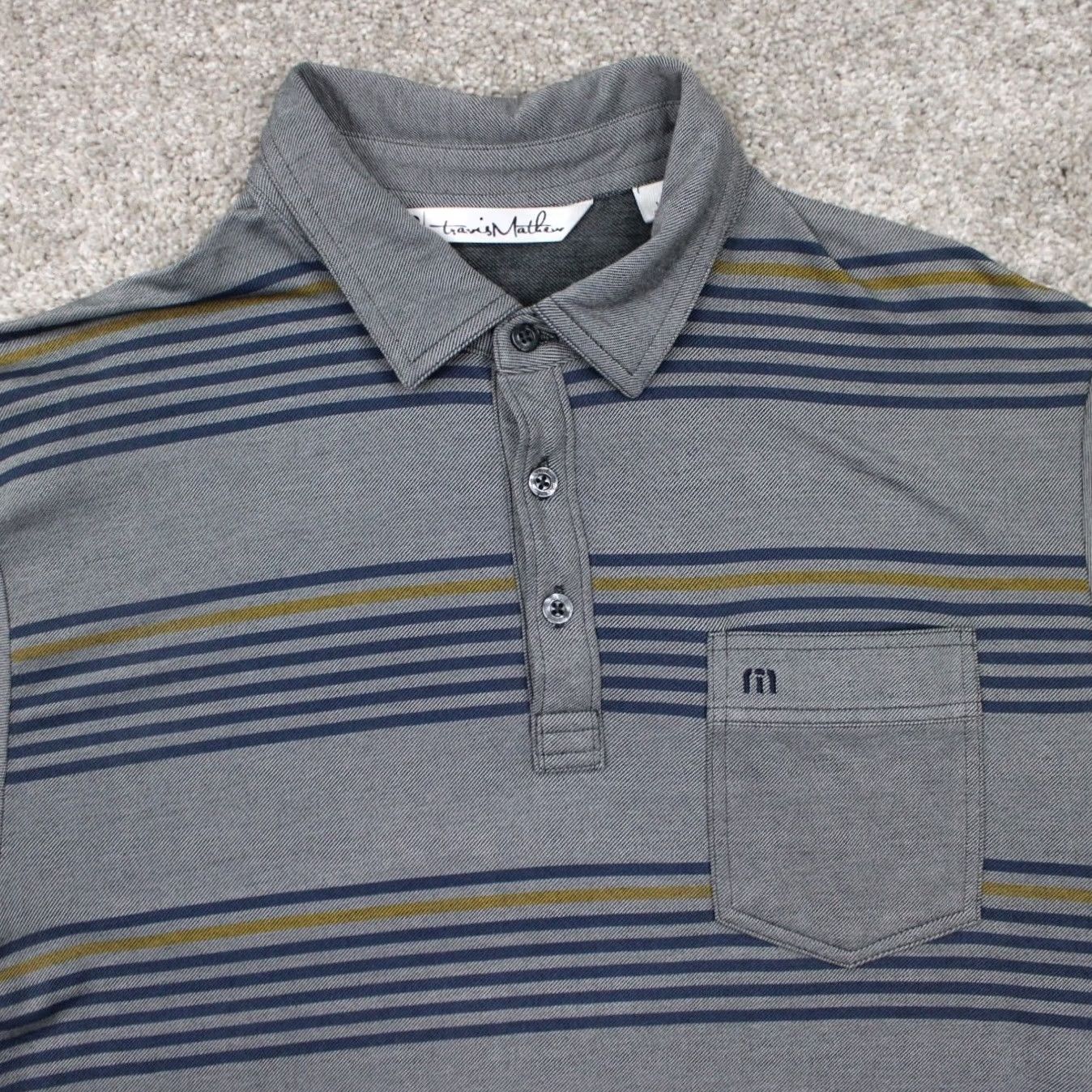 TravisMathew Travis Mathew Polo Shirt Mens Medium Gray Heather Pocket Golf Short Sleeve Size US M / EU 48-50 / 2 - 5 Thumbnail