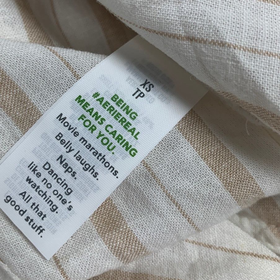 American Eagle Outfitters New Striped Linen Blend Long Sleeve Collared Button Up Shirt Size XS / US 0-2 / IT 36-38 - 4 Thumbnail