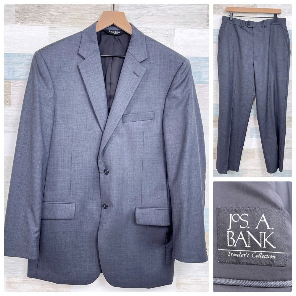 Jos. A. Bank Jos A Bank Travelers Tailored Fit Suit Gray Mens 41L Size 40L - 1 Thumbnail