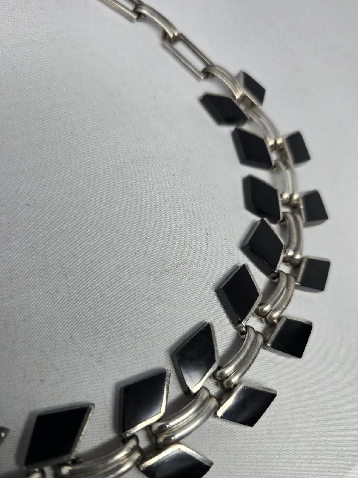 Other Vtg 123g Taxco Mexico Sterling Silver & Black Onyx Necklace Size ONE SIZE - 5 Thumbnail