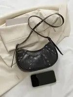 Japanese Brand × Vintage Crocodile Embossed Studded Hobo Purse Size ONE SIZE - 3 Thumbnail