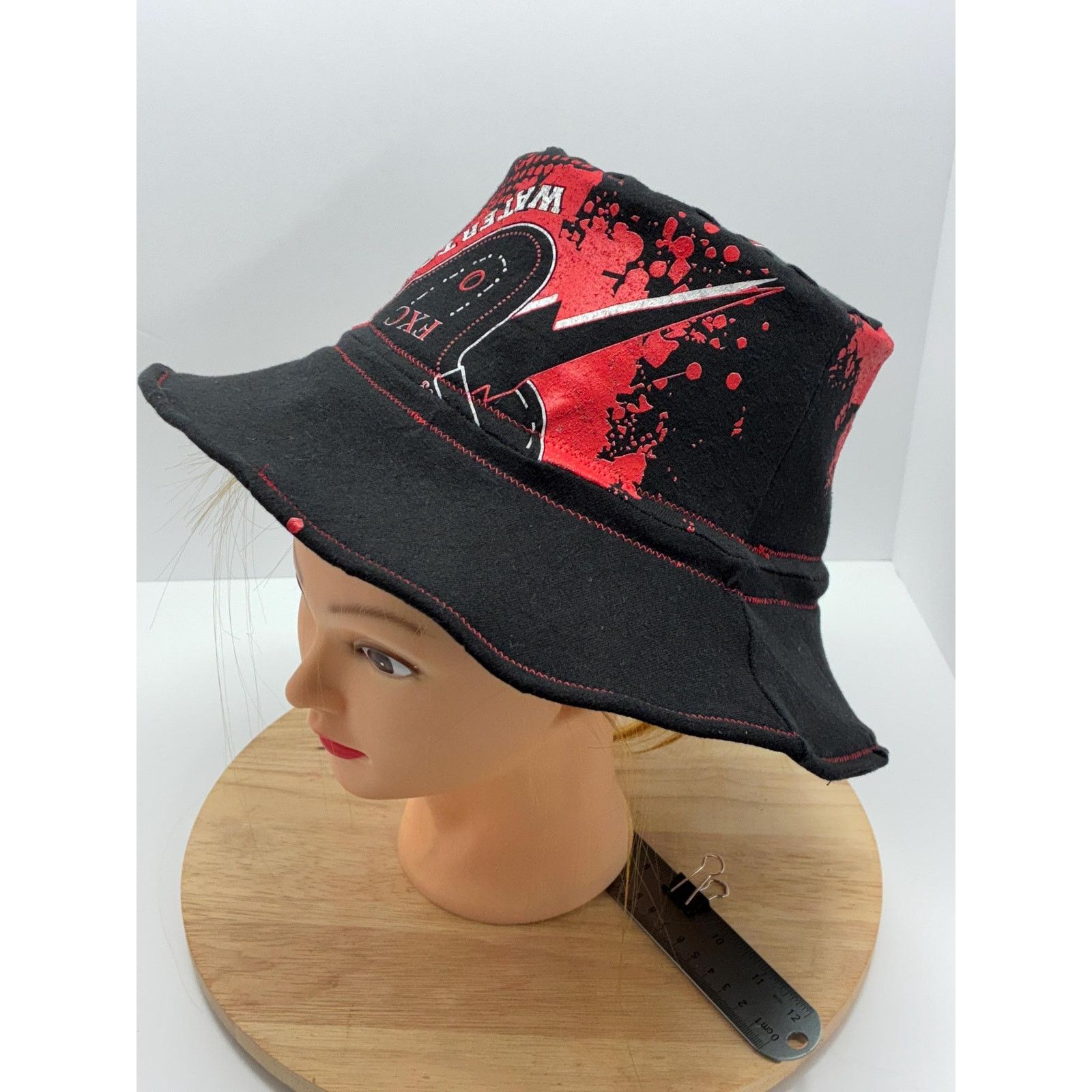 Other Upcycled Bucket Hat – Large (23") – Red & Black Graphic Size ONE SIZE - 2 Thumbnail