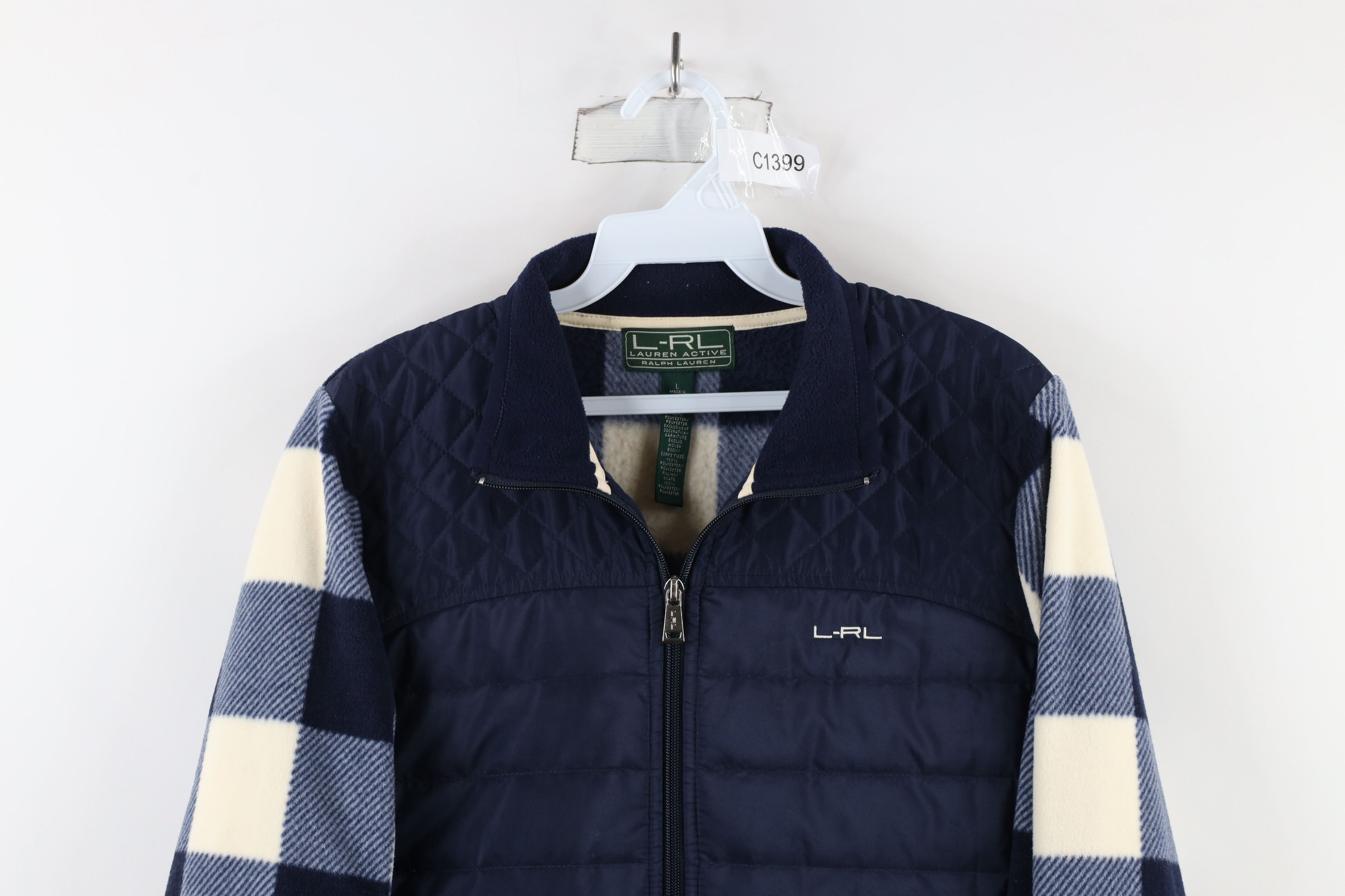 Ralph Lauren × Vintage Vintage Ralph Lauren Out Fleece Full Zip Puffer Jacket Plaid Size L / US 10 / IT 46 - 2 Thumbnail