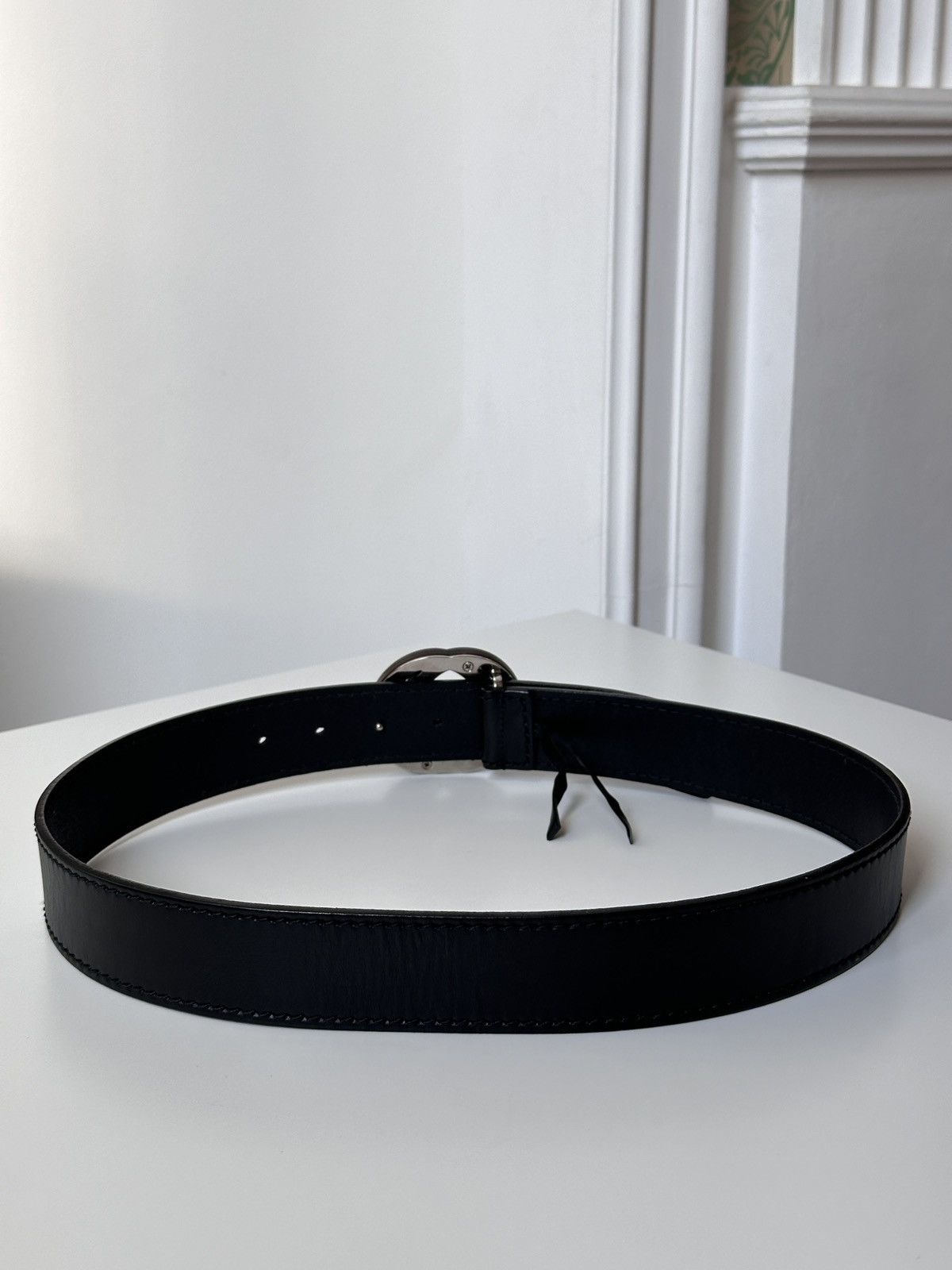 Gucci GUCCI Wooden Brown Buckle Leather Double GG Belt Size: 85/34 Size 30 - 9 Thumbnail