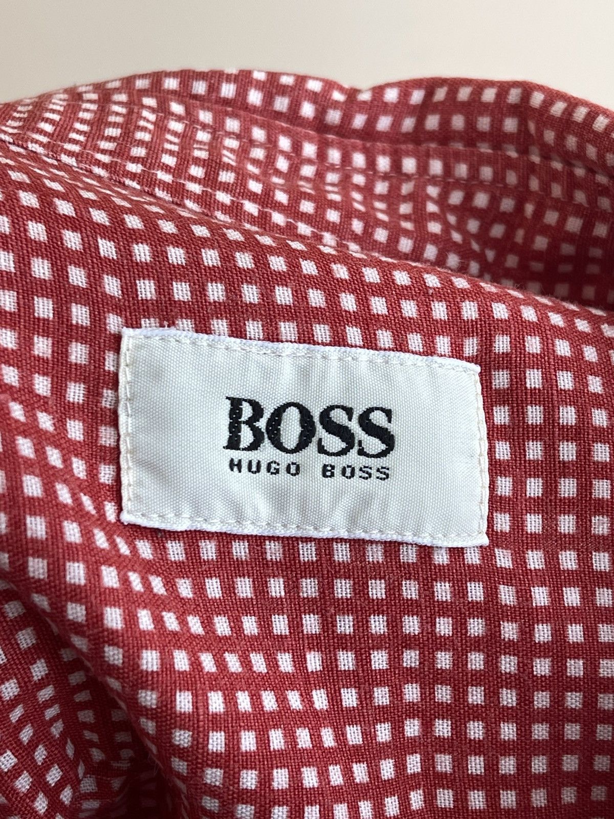 Hugo Boss Linen Cotton Checked Button Down Short Sleeve Shirt 80s 90s Size US XL / EU 56 / 4 - 6 Thumbnail