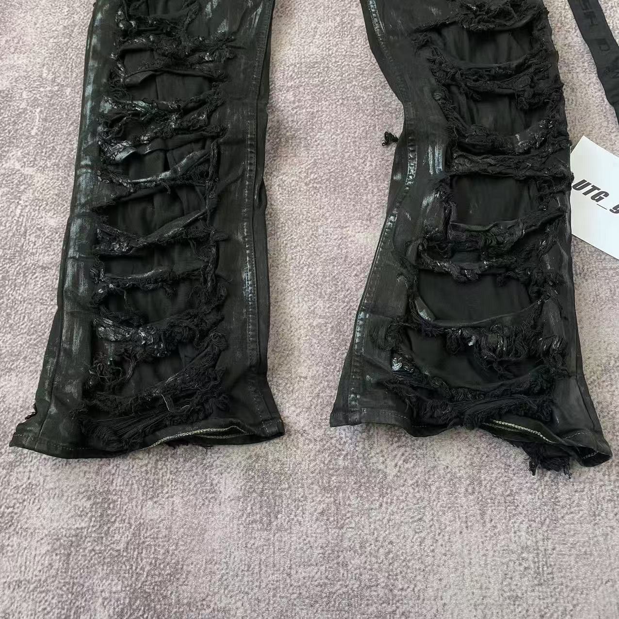 Rick Owens Drkshdw Rick Owens DRKSHDW Distressed Waxed Geth Cut Denim Jeans Size US 32 / EU 48 - 5 Thumbnail