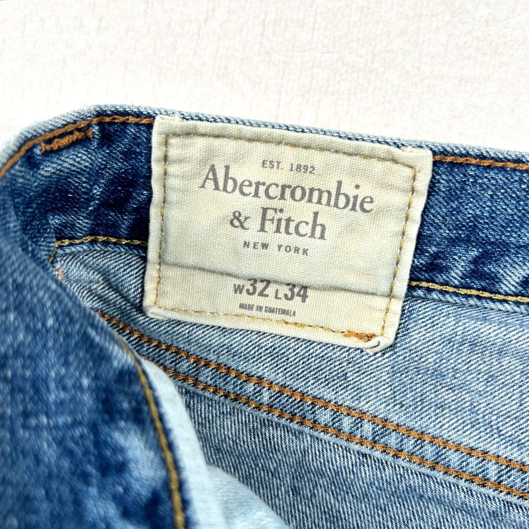 Abercrombie & Fitch Abercrombie Fitch Mens Jeans Slim Straight Button Fly Classic Blue 32x34 (fits 30x32) Size US 32 / EU 48 - 4 Thumbnail