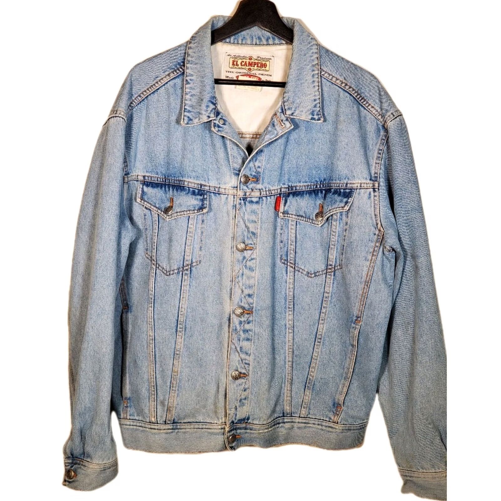Camper VTG El Campero Denim Trucker Jacket Made in Italy Men XL Blue Regular denim jacket with pockets Size US 36 / EU 52 - 2 Thumbnail